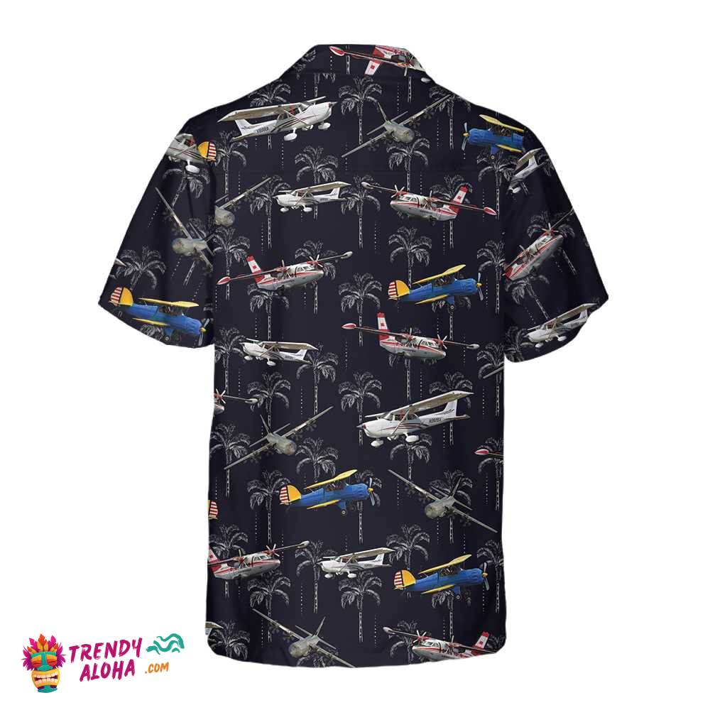 Aircraft On Coconut Forest Hawaiian Shirt, Tropical Aircraft Aviation Shirt For Men