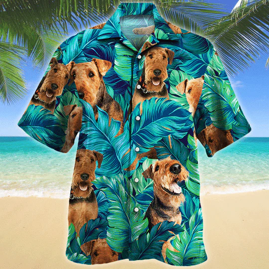 Airedale Terrier Dog Lovers Hawaiian Style For Summertime All Printed 3D Hawaiian Shirt