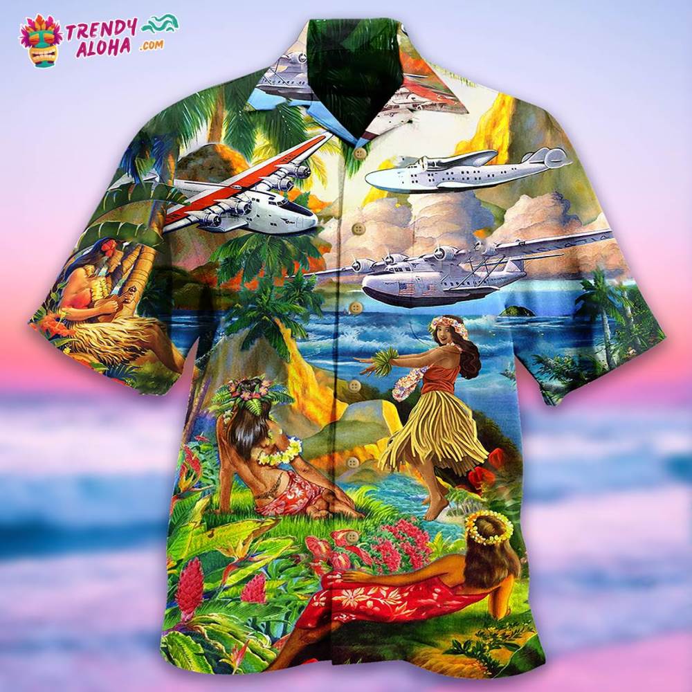 Airplane Love Hawaii Forever Happy Summer Hawaiian Shirt – Trendy Aloha