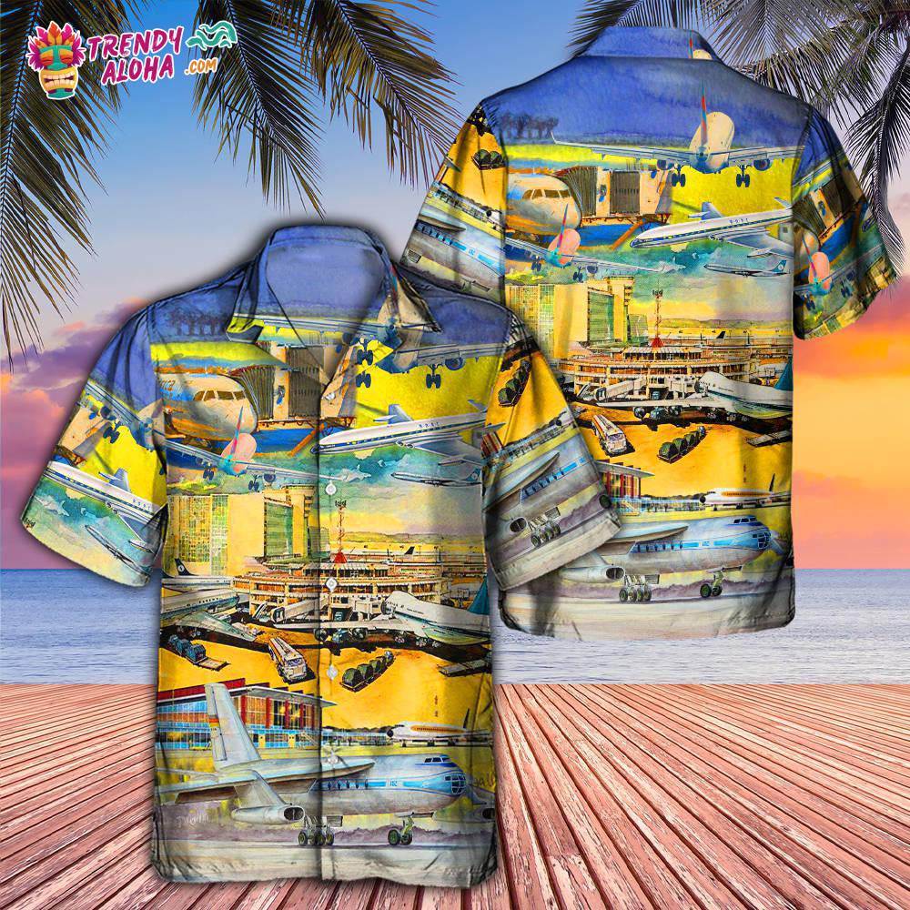 Airplane Take Off From Airport Hawaiian Shirt – Trendy Aloha