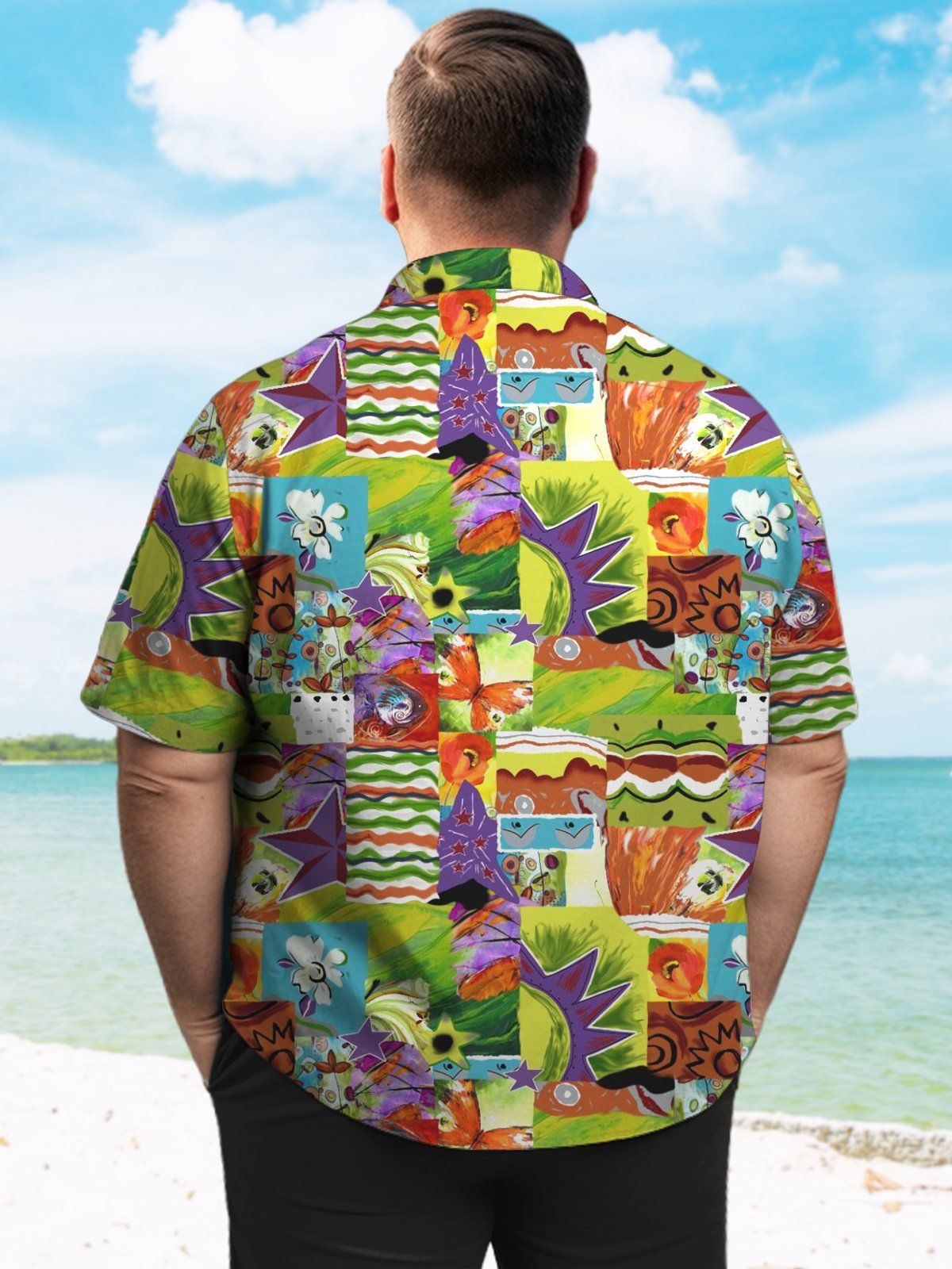 Ait Big & Tall Art Paintings Collage Hawaiian Shirt