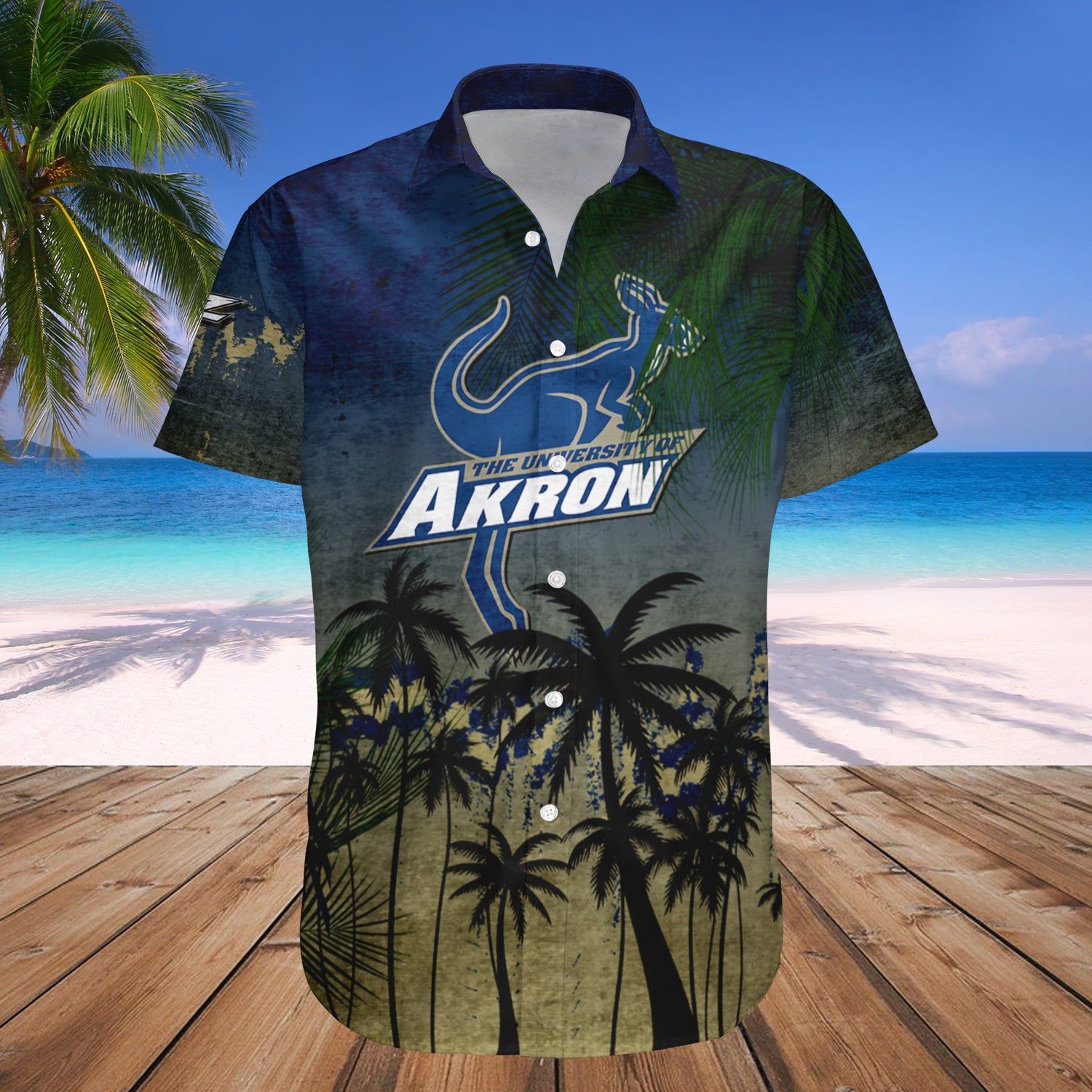 Akron Zips Hawaii Shirt Coconut Tree Tropical Grunge – NCAA
