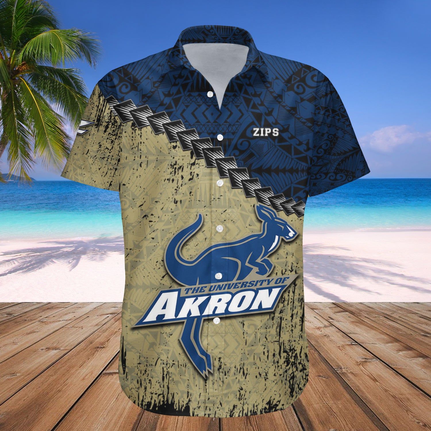 Akron Zips Hawaii Shirt Grunge Polynesian Tattoo – NCAA