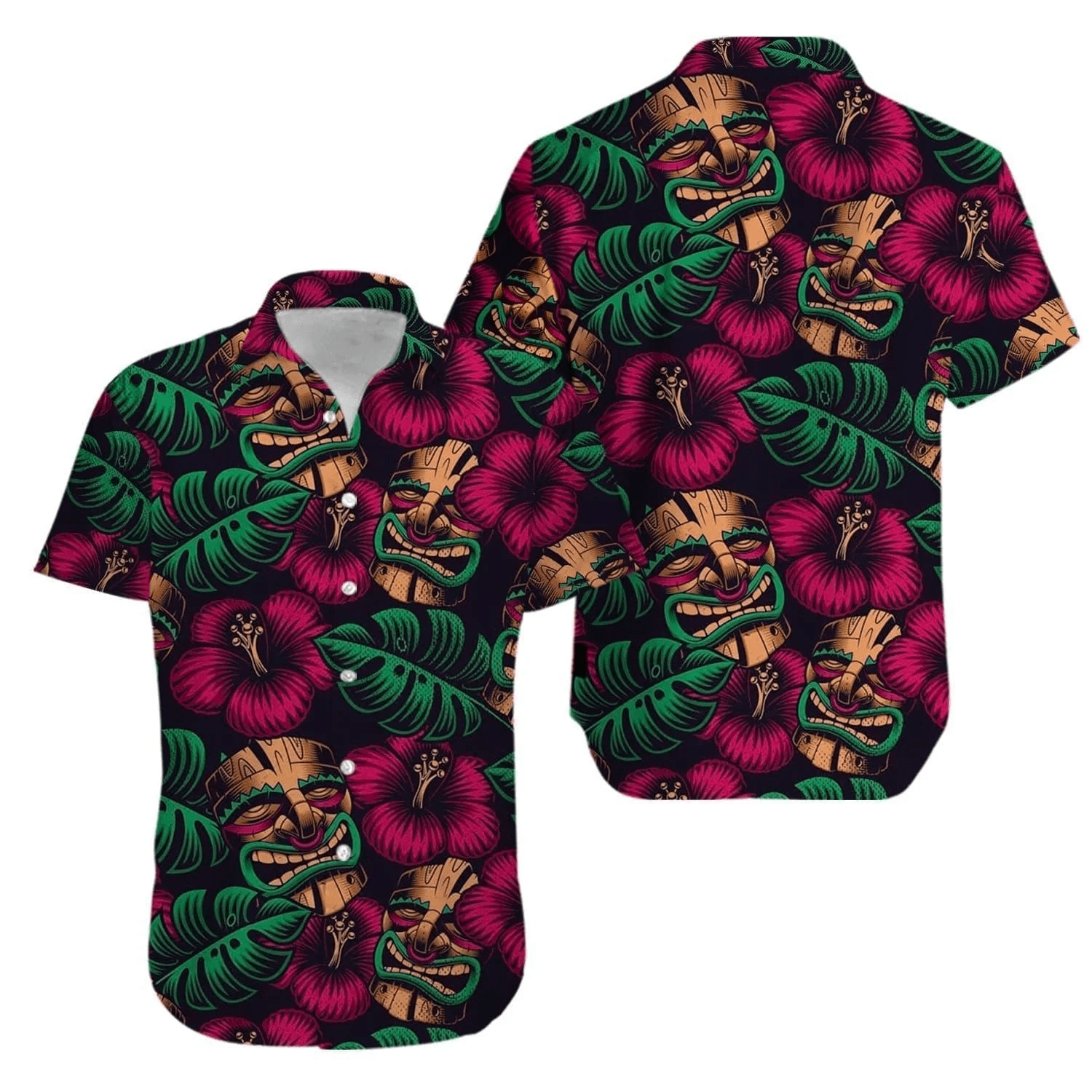 Aku Aku Mascaras Tiki Mask Aloha Hawaiian Shirt