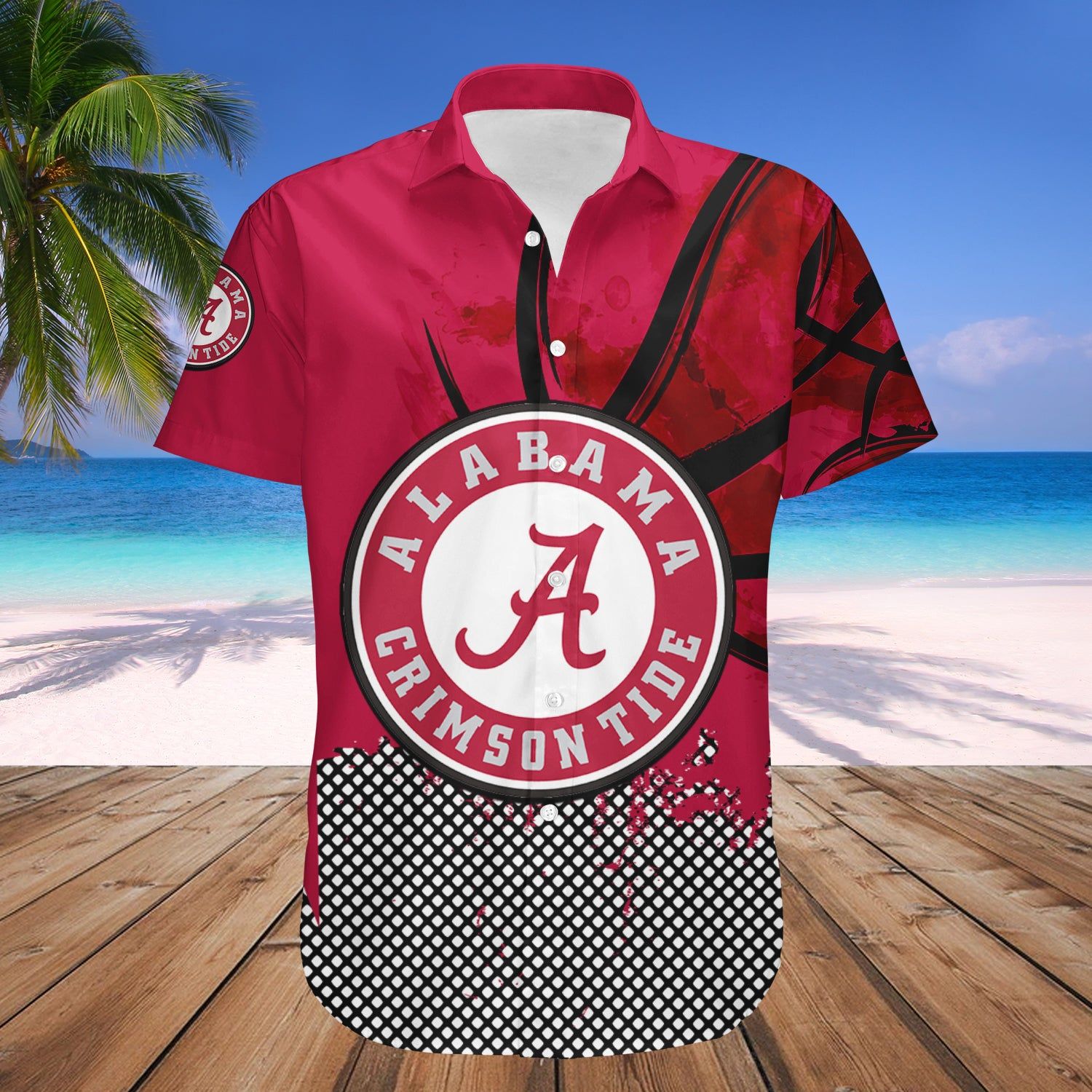 Alabama Crimson Tide Hawaii Shirt Basketball Net Grunge Pattern – NCAA