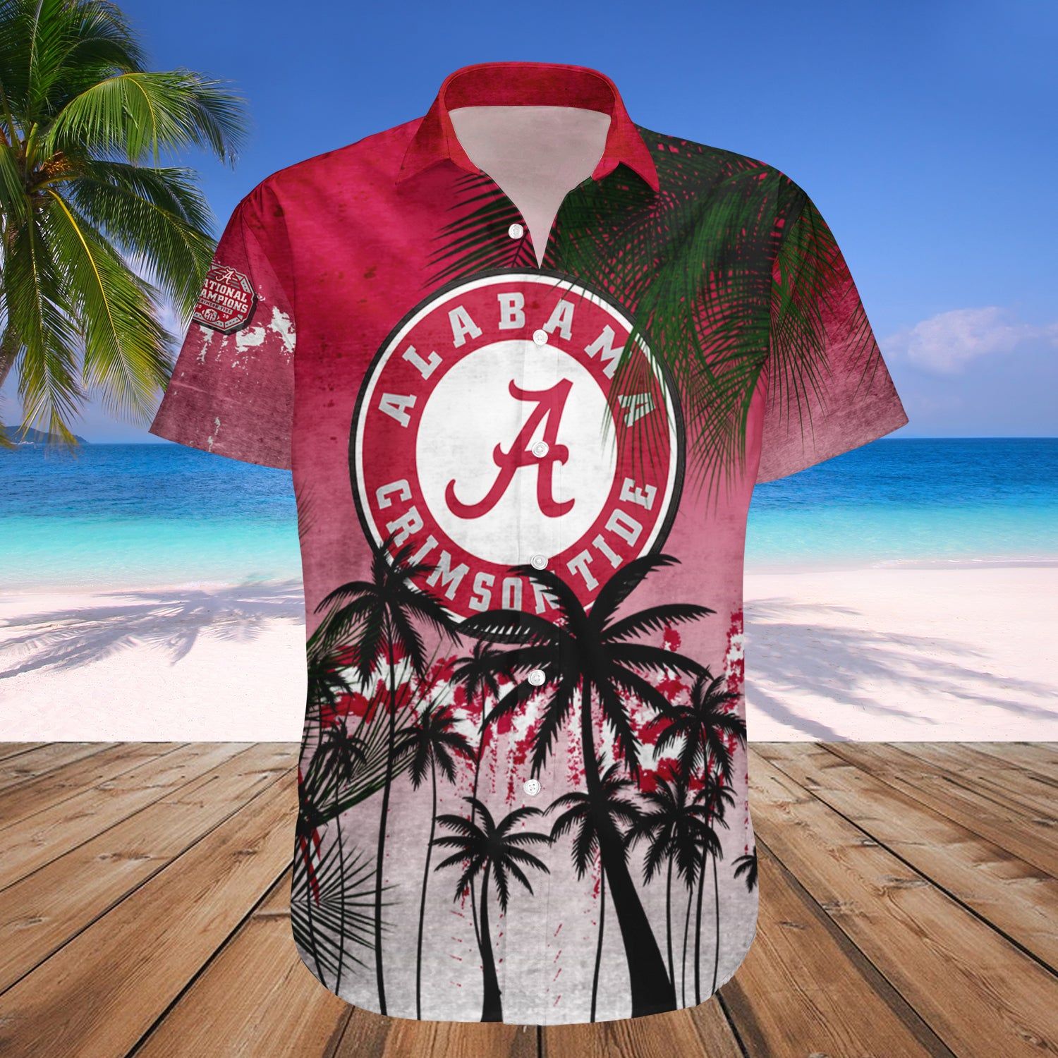 Alabama Crimson Tide Hawaii Shirt Coconut Tree Tropical Grunge – NCAA