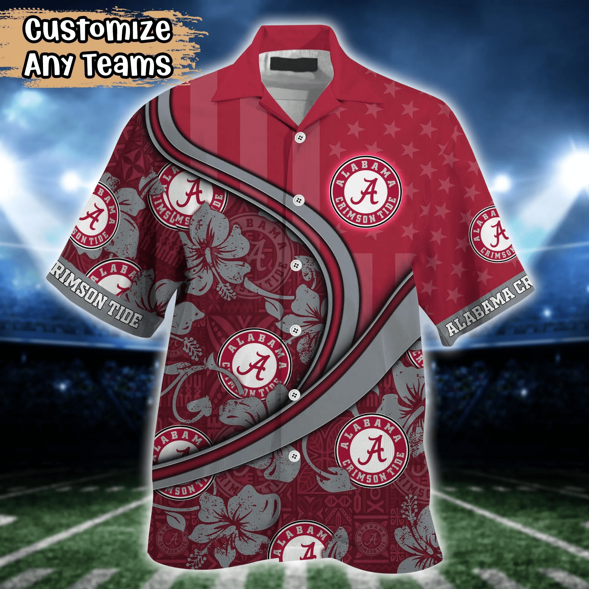 Alabama Crimson Tide NCAA Us Flag Hawaiian Shirt Custom Summer Aloha Shirt