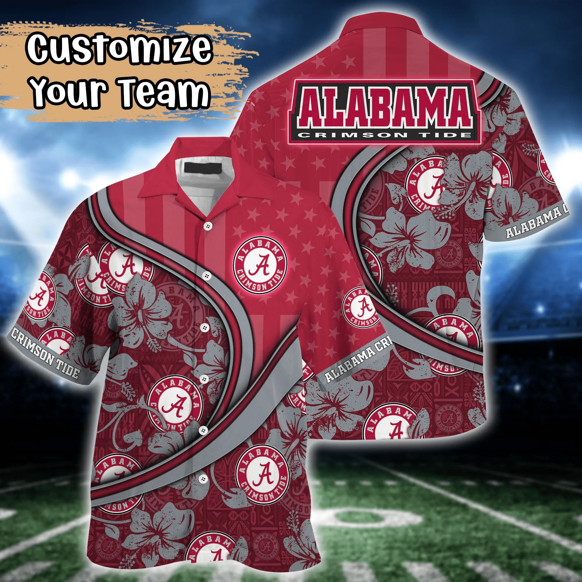 Alabama Crimson Tide NCAA Us Flag Hawaiian Shirt Custom Summer Aloha Shirt Alabama Crimson Tide NCAA Us Flag Hawaiian Shirt Custom Summer Aloha Shirt