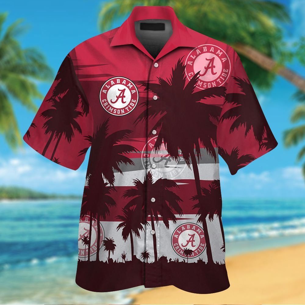 Alabama Crimson Tide Short Sleeve Hawaiian Shirt Tropical Design Elegance