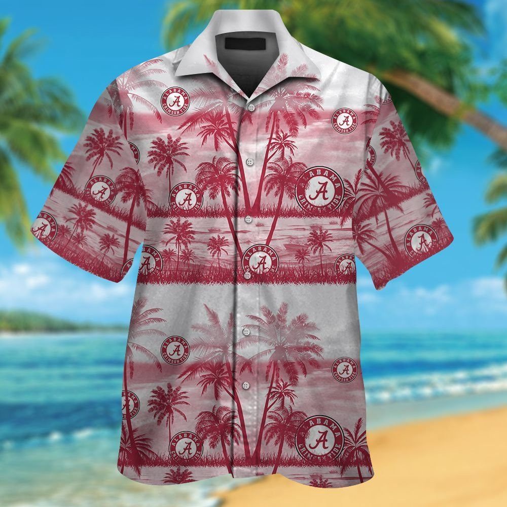 Alabama Crimson Tide Tropical Hawaiian Elegance Design Short Sleeve Shirt