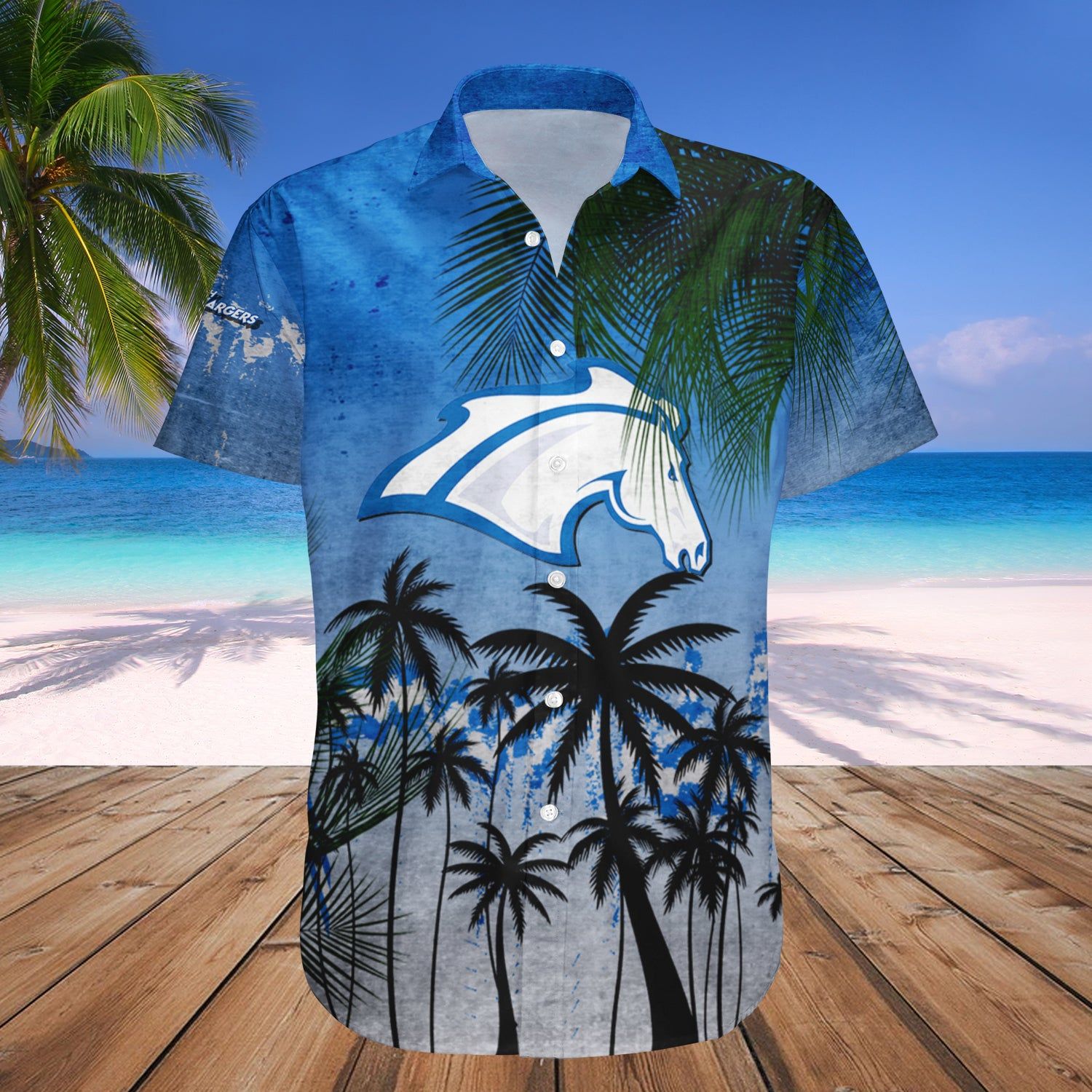 Alabama Huntsville Chargers Hawaii Shirt Coconut Tree Tropical Grunge – NCAA