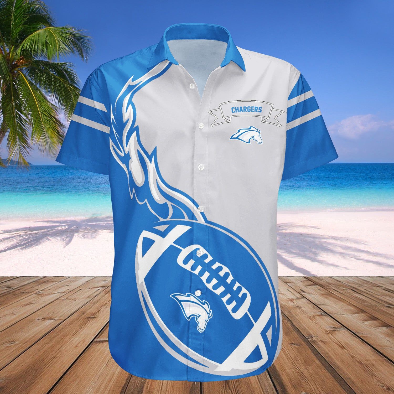 Alabama Huntsville Chargers Hawaii Shirt Flame Ball – NCAA