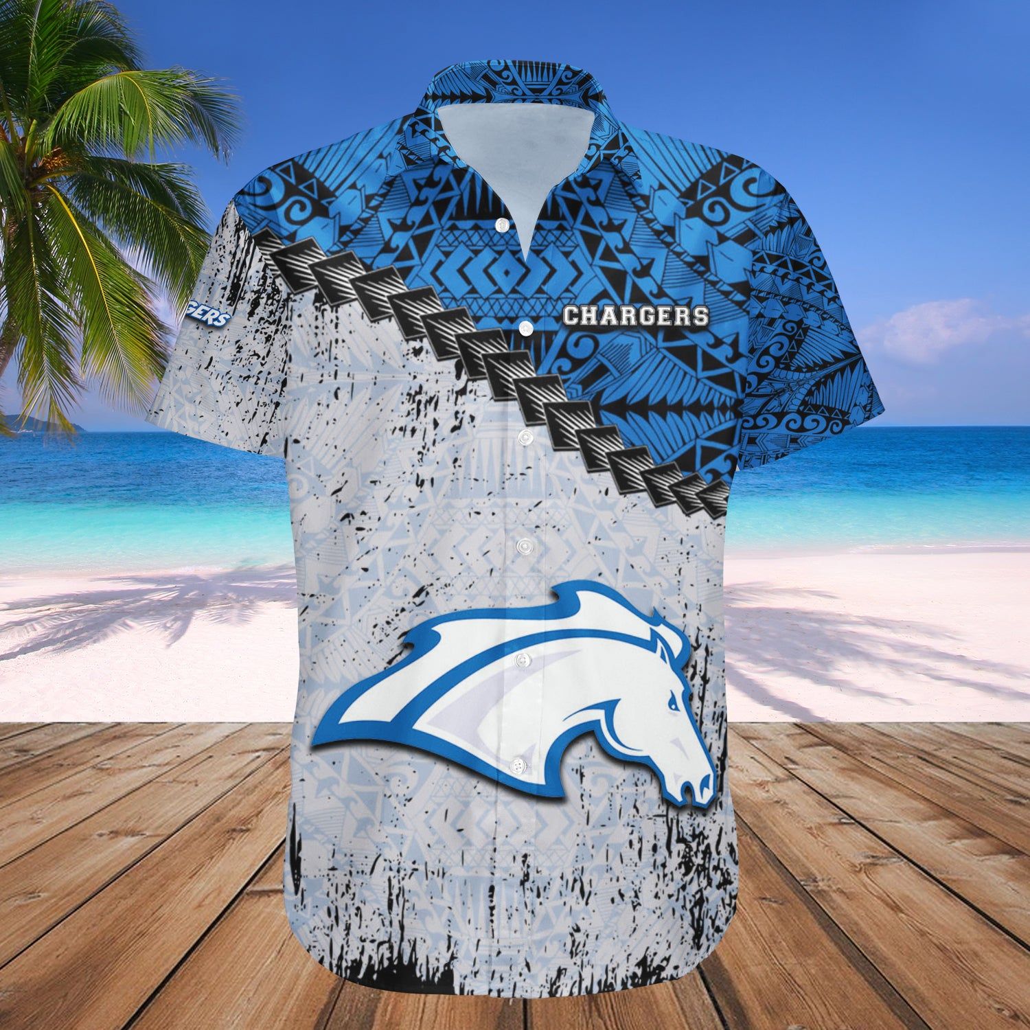 Alabama Huntsville Chargers Hawaii Shirt Grunge Polynesian Tattoo – NCAA
