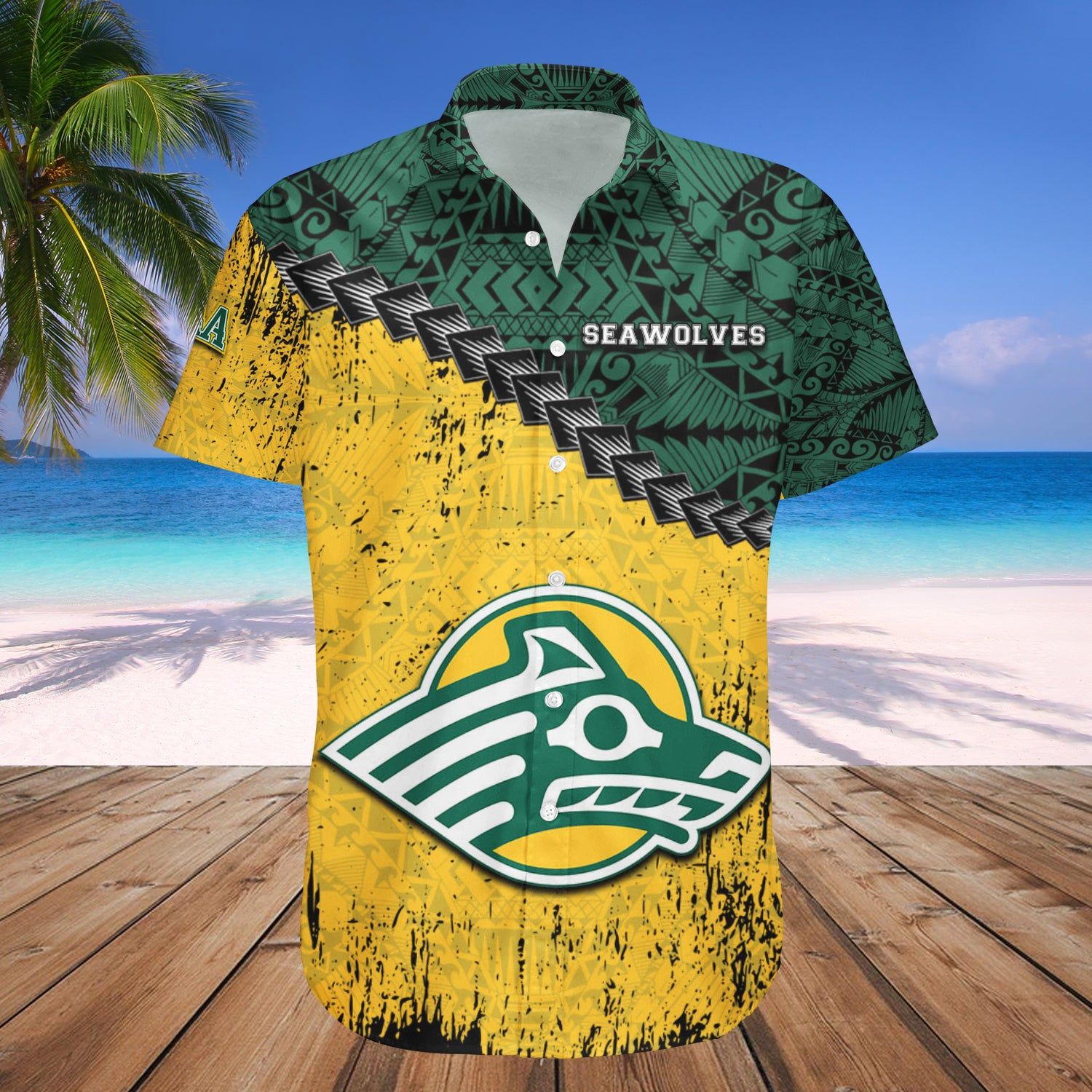 Alaska Anchorage Seawolves Hawaii Shirt Grunge Polynesian Tattoo – NCAA