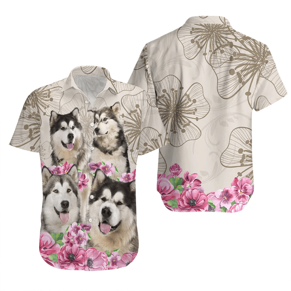 Alaskan Malamute Flower Trendy Hawaiian Shirt Alaskan Malamute Flower Trendy Hawaiian Shirt