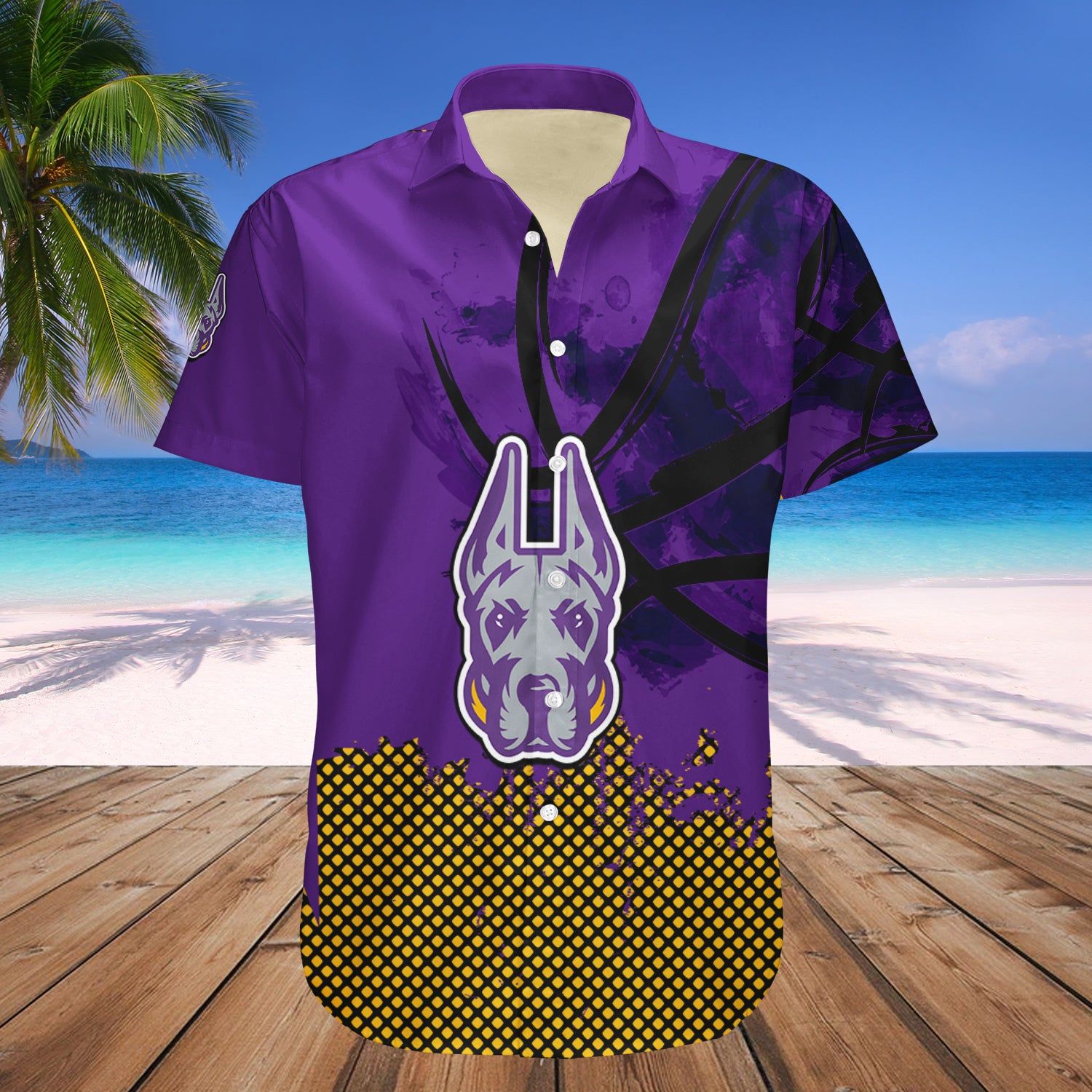 Albany Great Danes Hawaii Shirt Basketball Net Grunge Pattern – NCAA