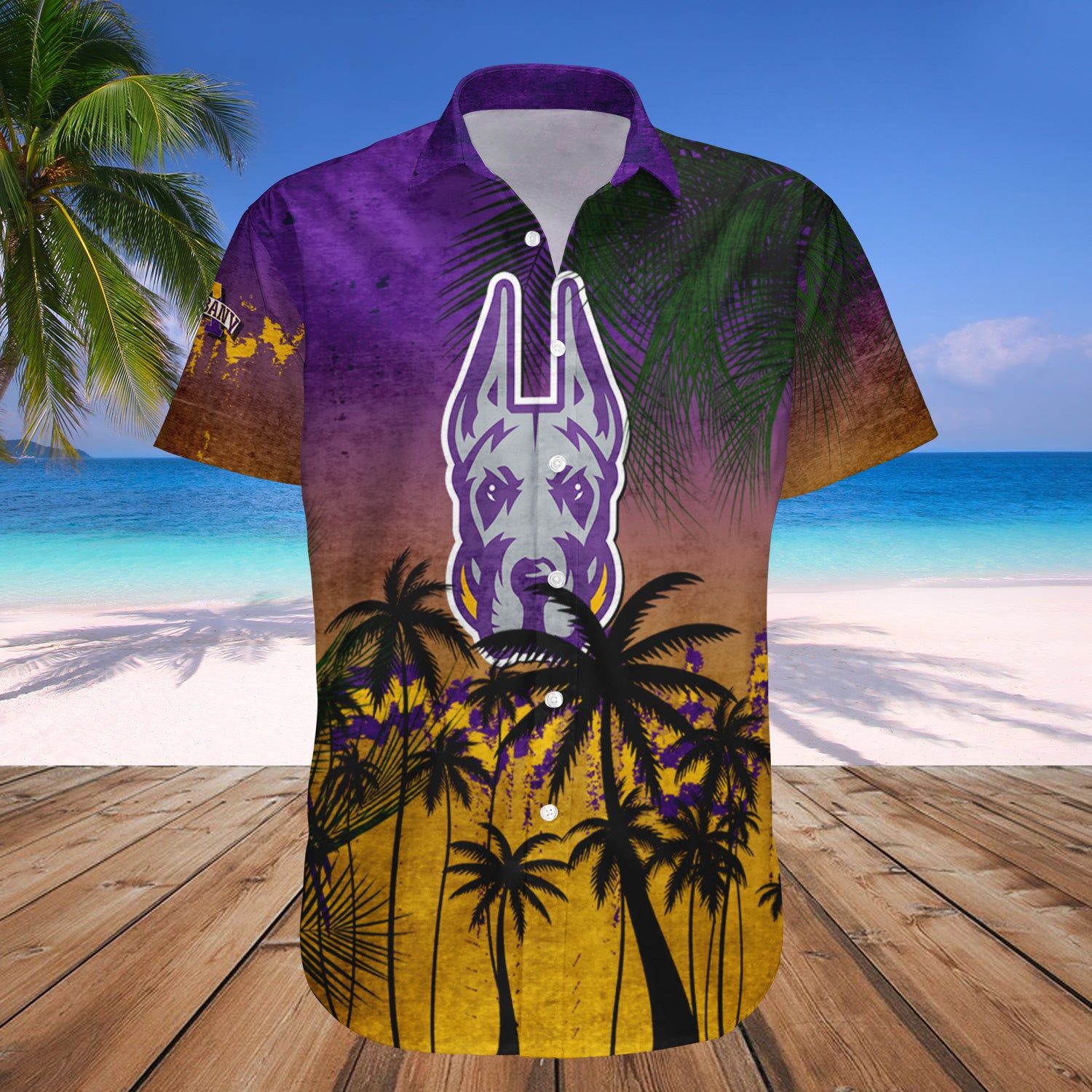 Albany Great Danes Hawaii Shirt Coconut Tree Tropical Grunge – NCAA