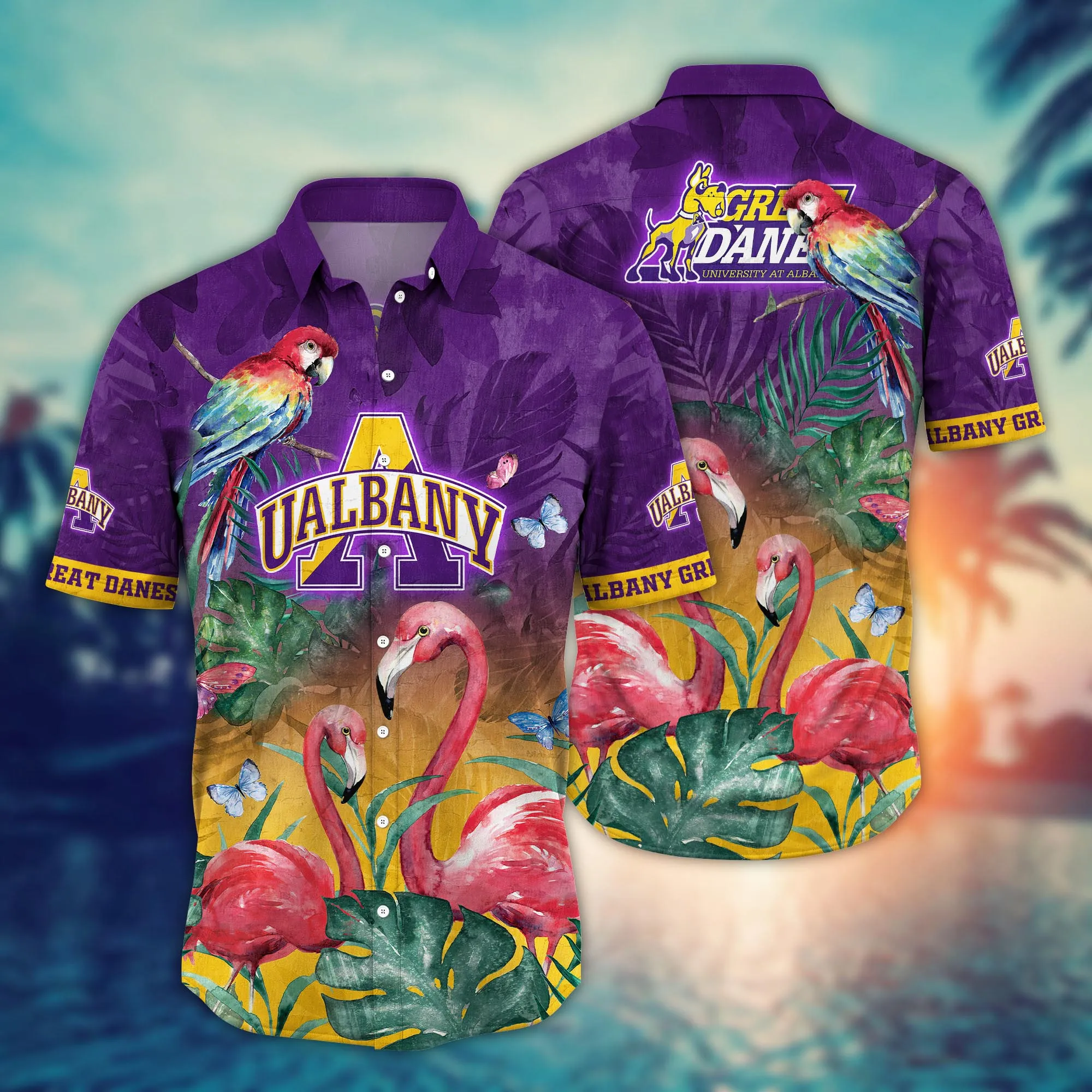 Albany Great Danes NCAA Hawaiian Shirt Evening Strolls Aloha Shirt