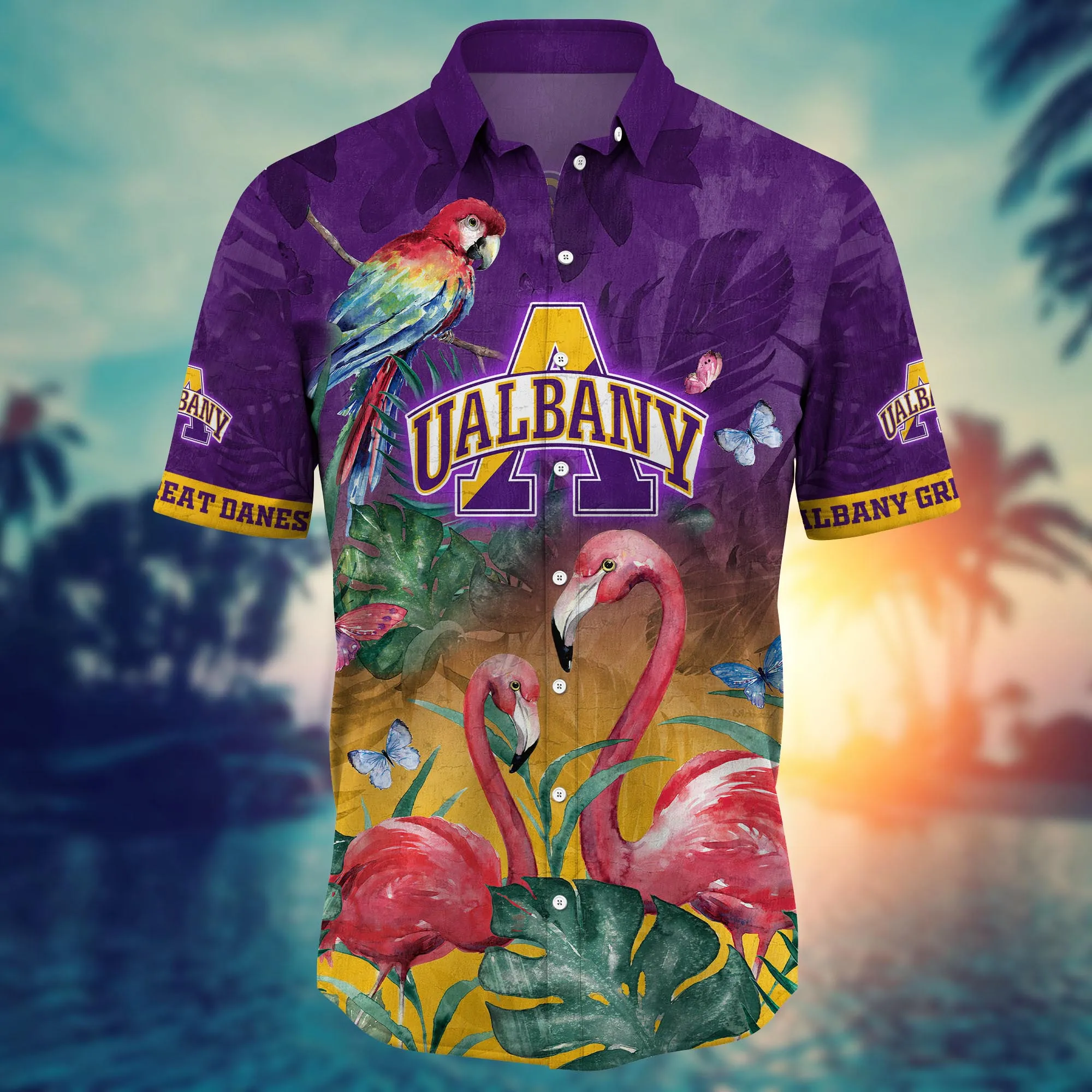 Albany Great Danes NCAA Hawaiian Shirt Evening Strolls Aloha Shirt