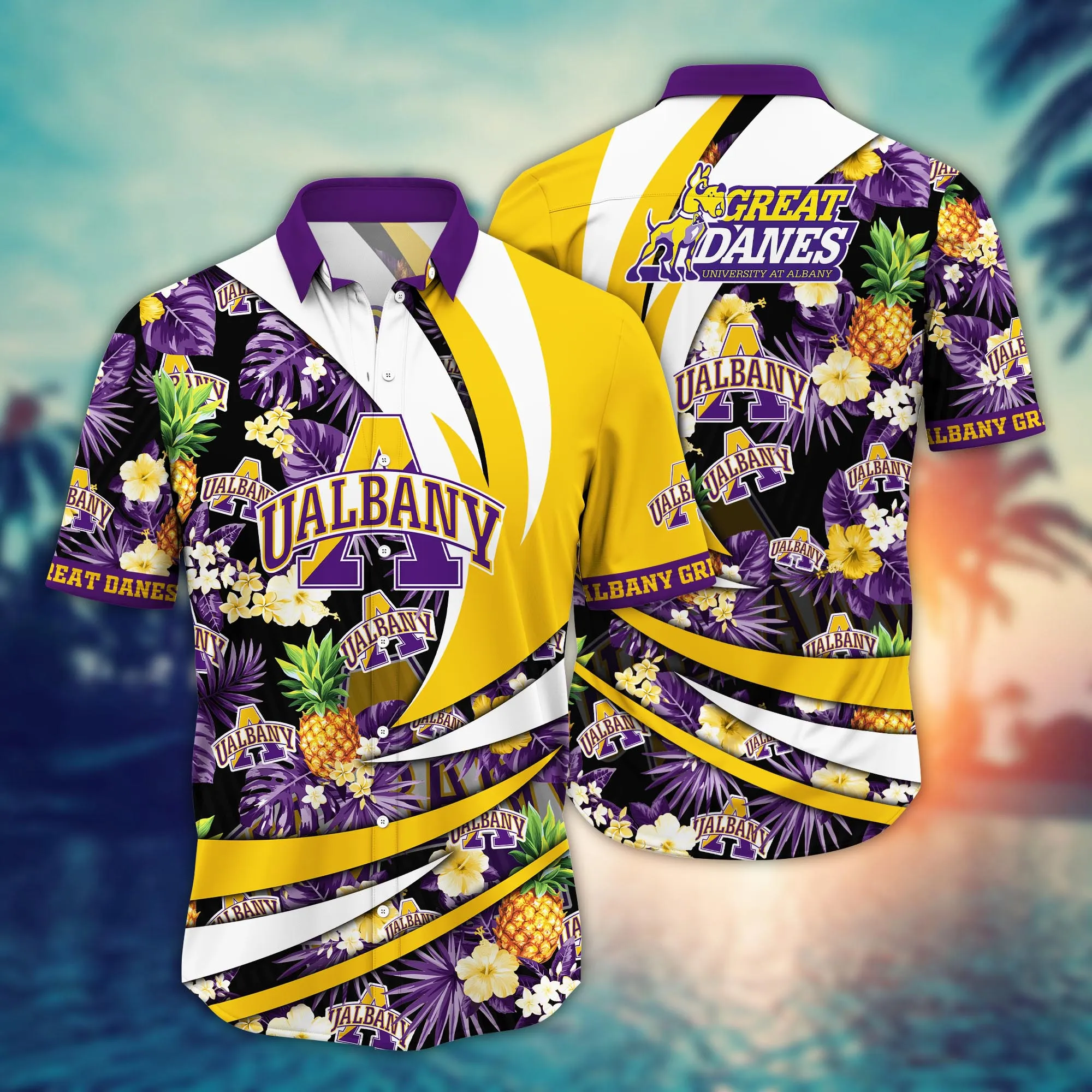 Albany Great Danes NCAA Hawaiian Shirt Midsummer Aloha Shirt Albany Great Danes NCAA Hawaiian Shirt Midsummer Aloha Shirt