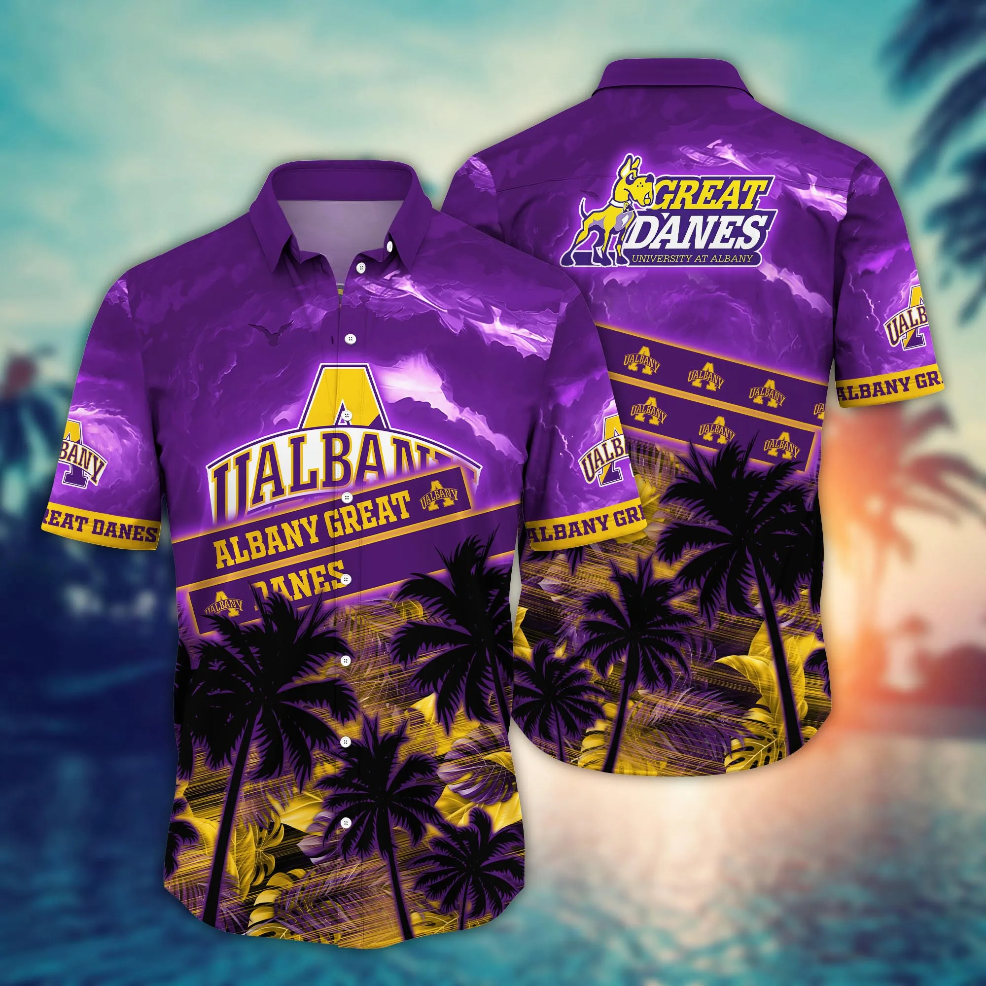 Albany Great Danes NCAA Hawaiian Shirt Oceanside Aloha Shirt