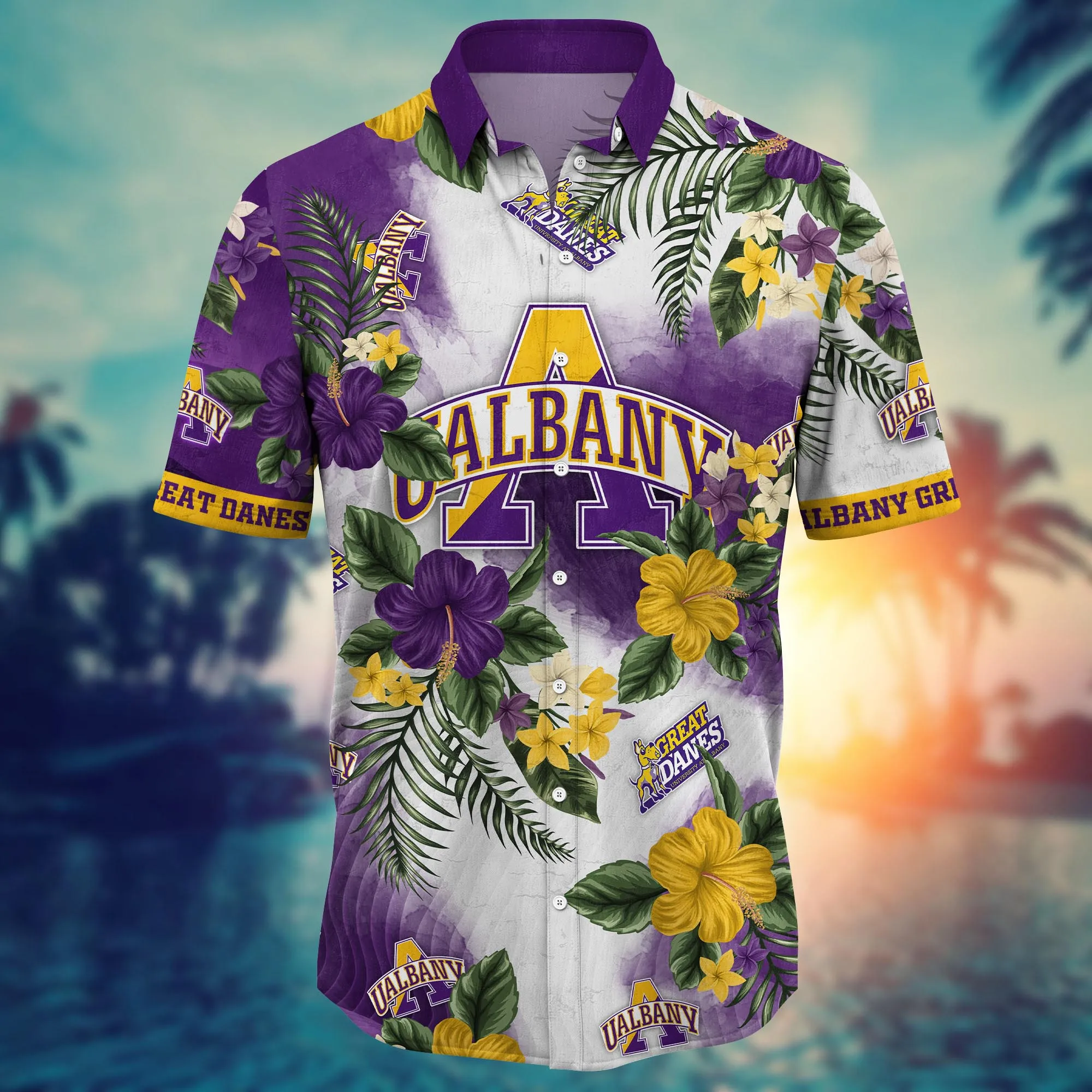 Albany Great Danes NCAA Hawaiian Shirt Sea Breezetime Aloha Shirt