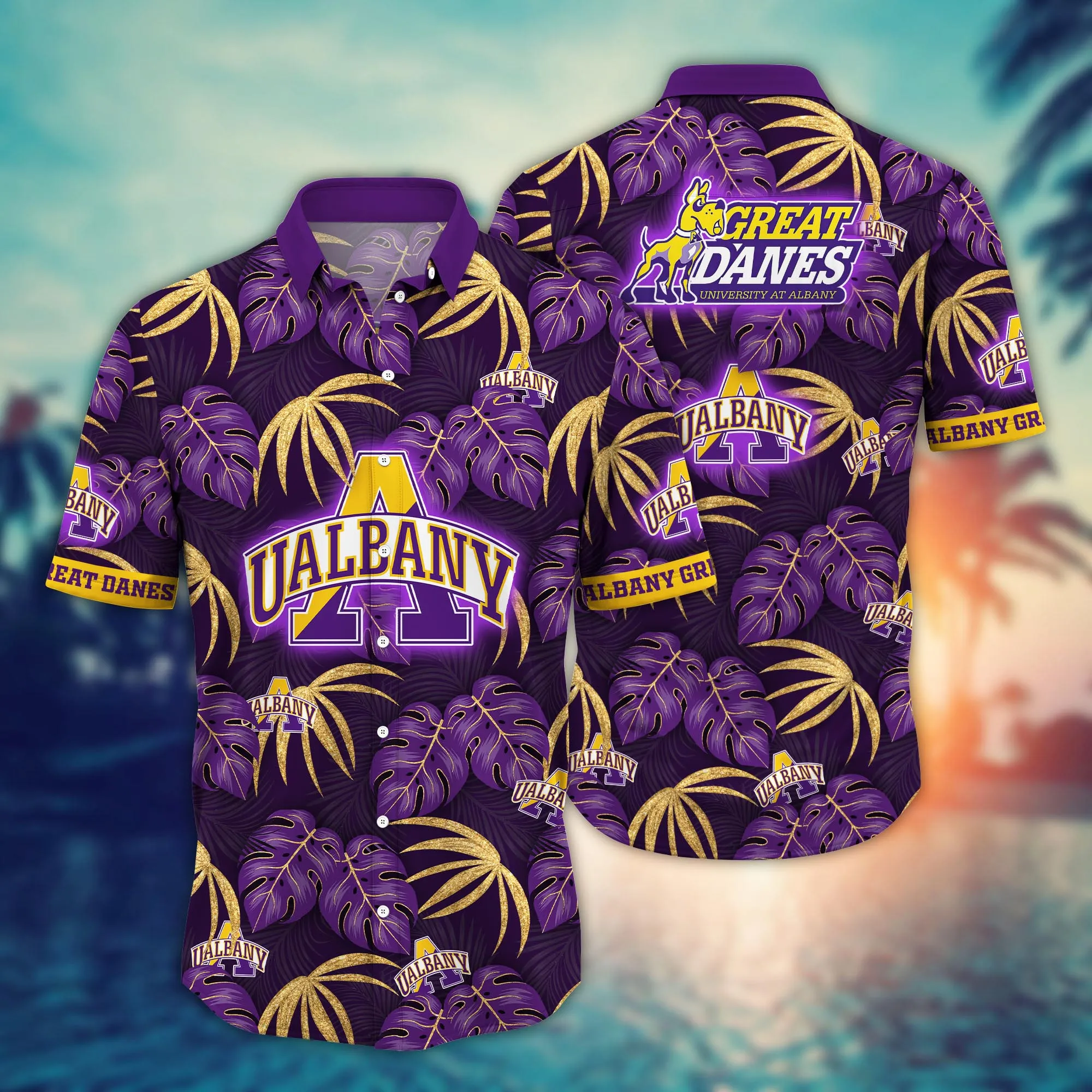 Albany Great Danes NCAA Hawaiian Shirt Sprinklers Aloha Shirt Albany Great Danes NCAA Hawaiian Shirt Sprinklers Aloha Shirt