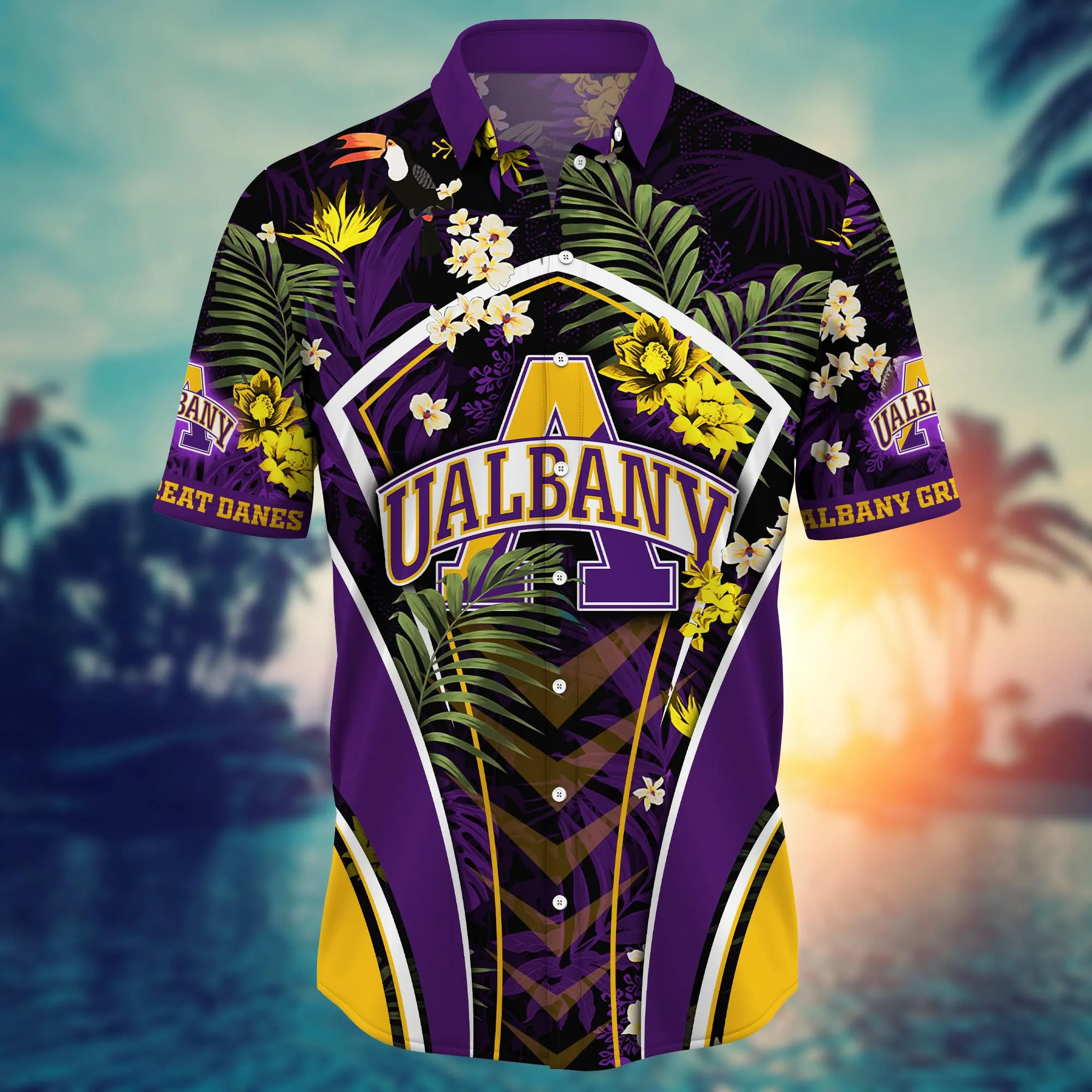 Albany Great Danes NCAA Hawaiian Shirt Straw Hats Aloha Shirt