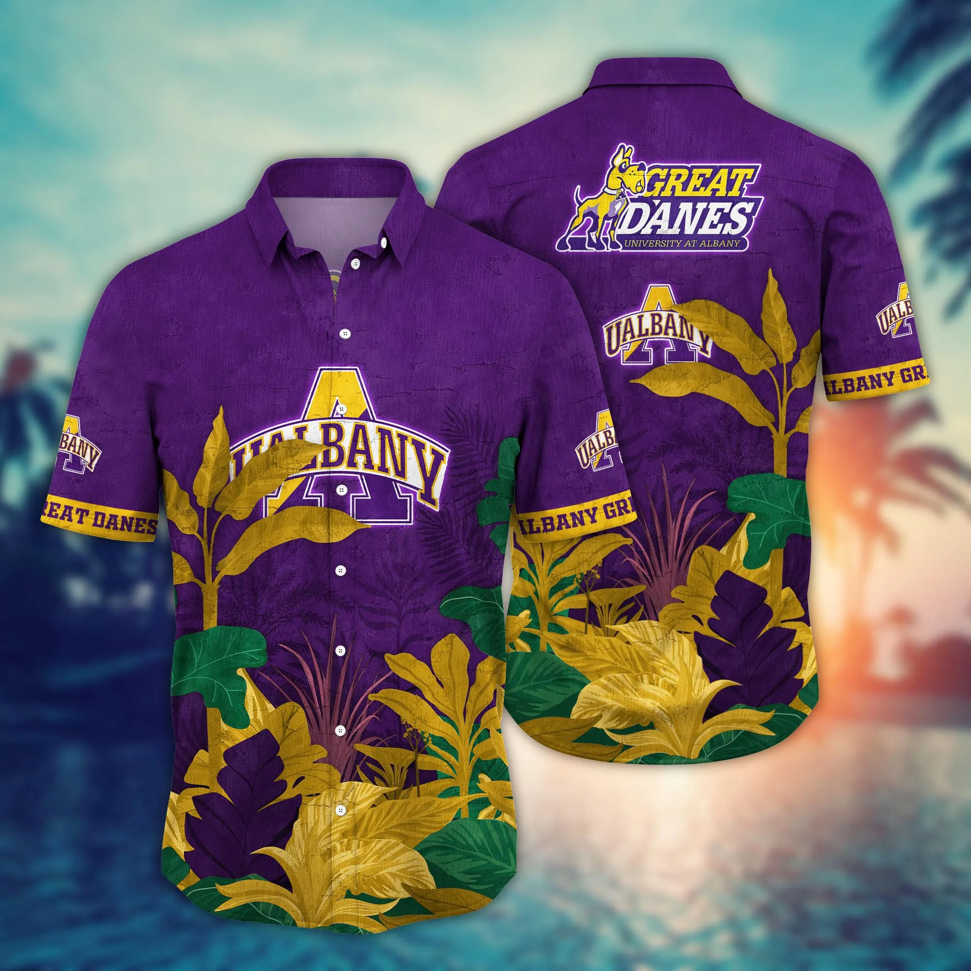 Albany Great Danes NCAA Hawaiian Shirt Sun Showers Aloha Shirt Albany Great Danes NCAA Hawaiian Shirt Sun Showers Aloha Shirt