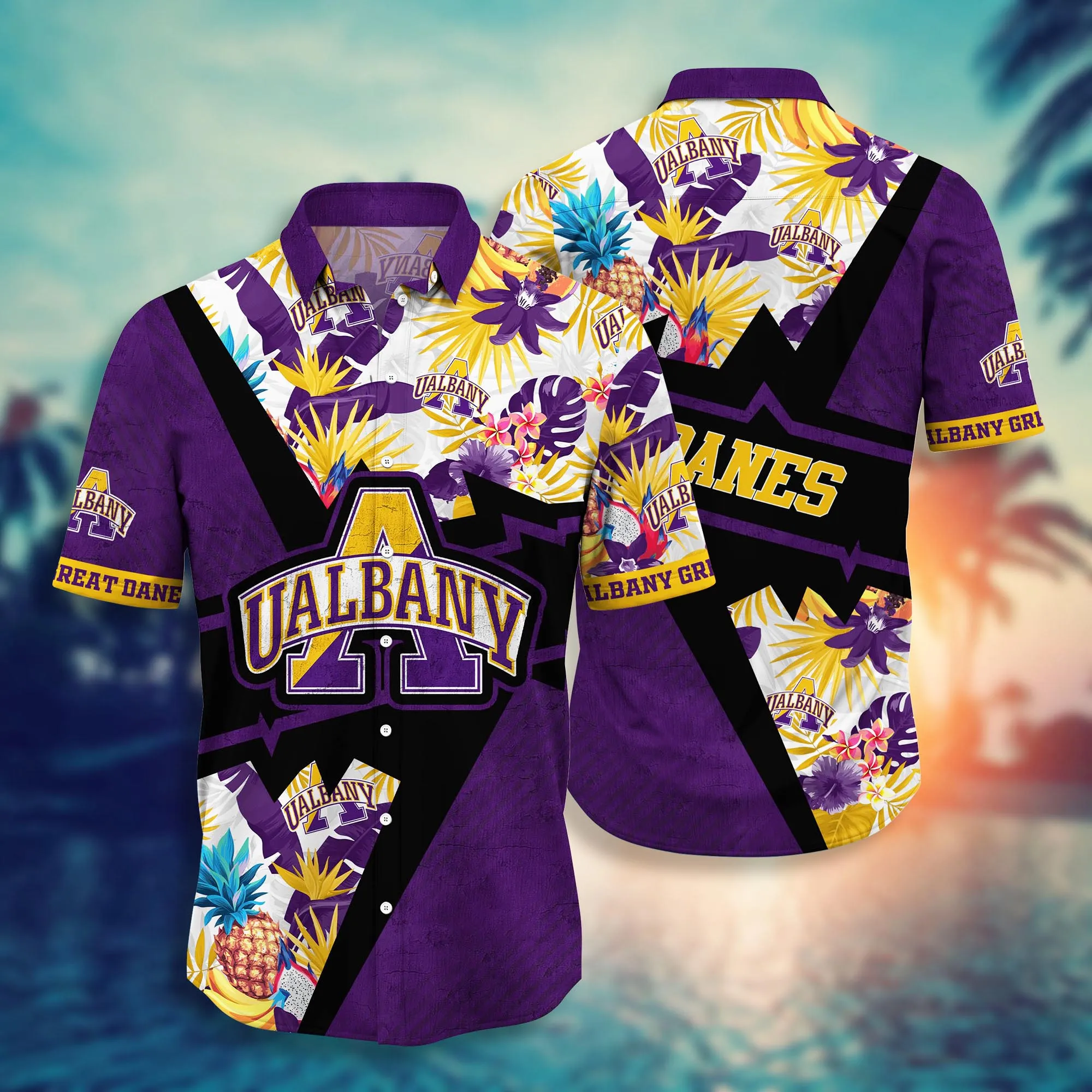 Albany Great Danes NCAA Hawaiian Shirt Sunlit Aloha Shirt Albany Great Danes NCAA Hawaiian Shirt Sunlit Aloha Shirt
