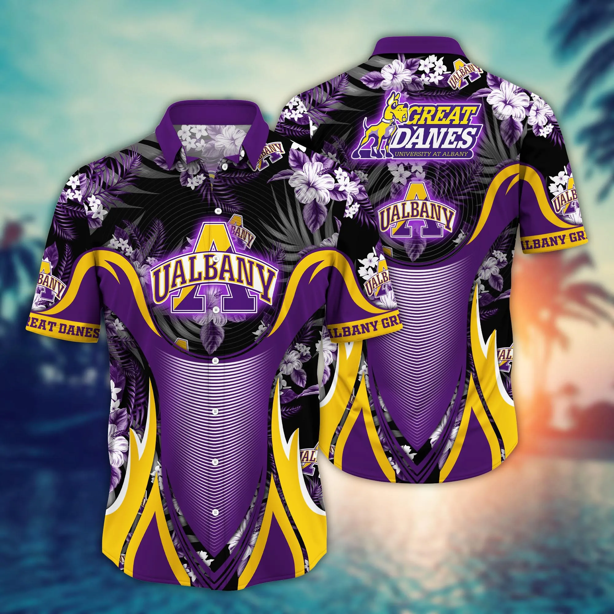 Albany Great Danes NCAA Hawaiian Shirt Sunscreen Aloha Shirt Albany Great Danes NCAA Hawaiian Shirt Sunscreen Aloha Shirt