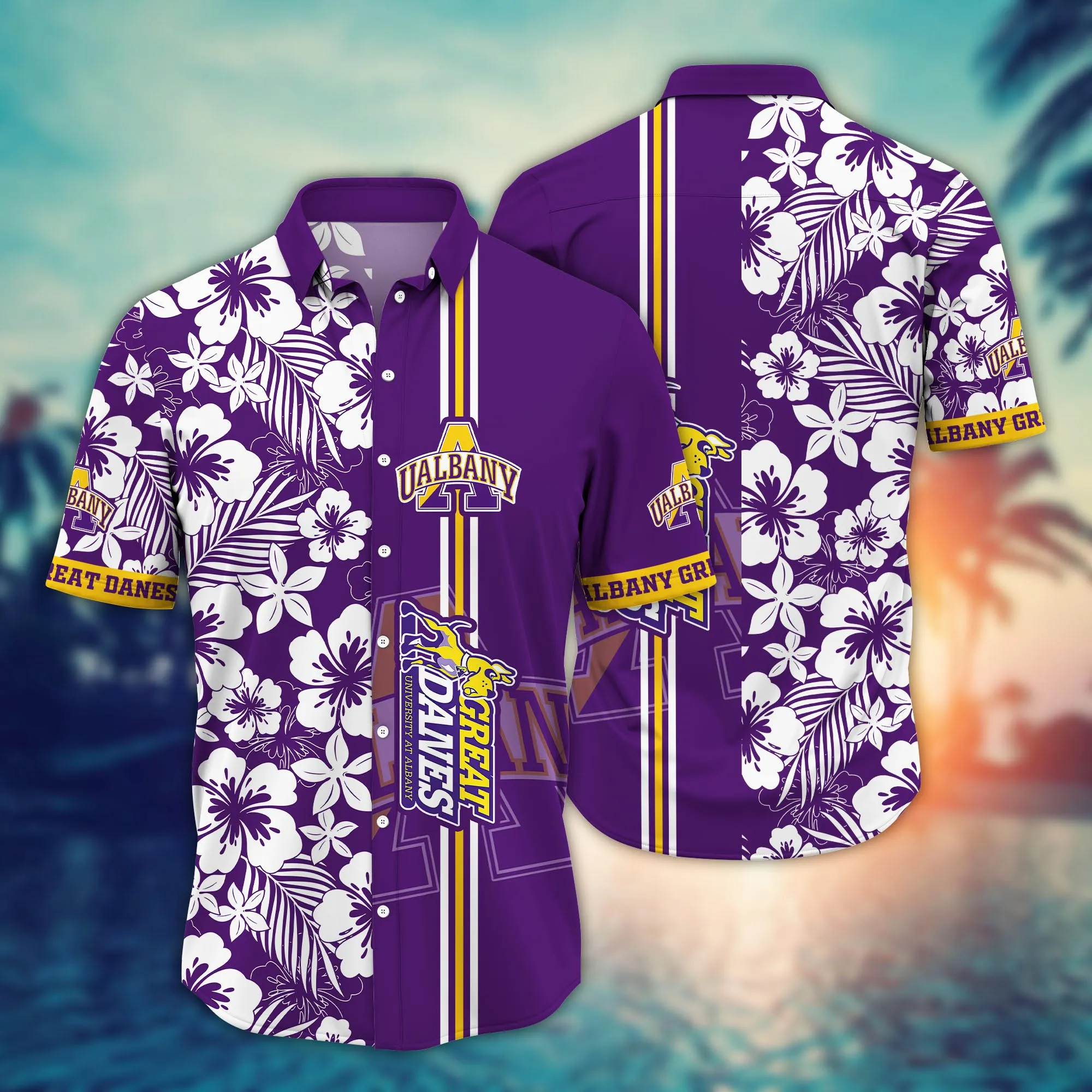 Albany Great Danes NCAA Hawaiian Shirt Tan Linestime Aloha Shirt Albany Great Danes NCAA Hawaiian Shirt Tan Linestime Aloha Shirt