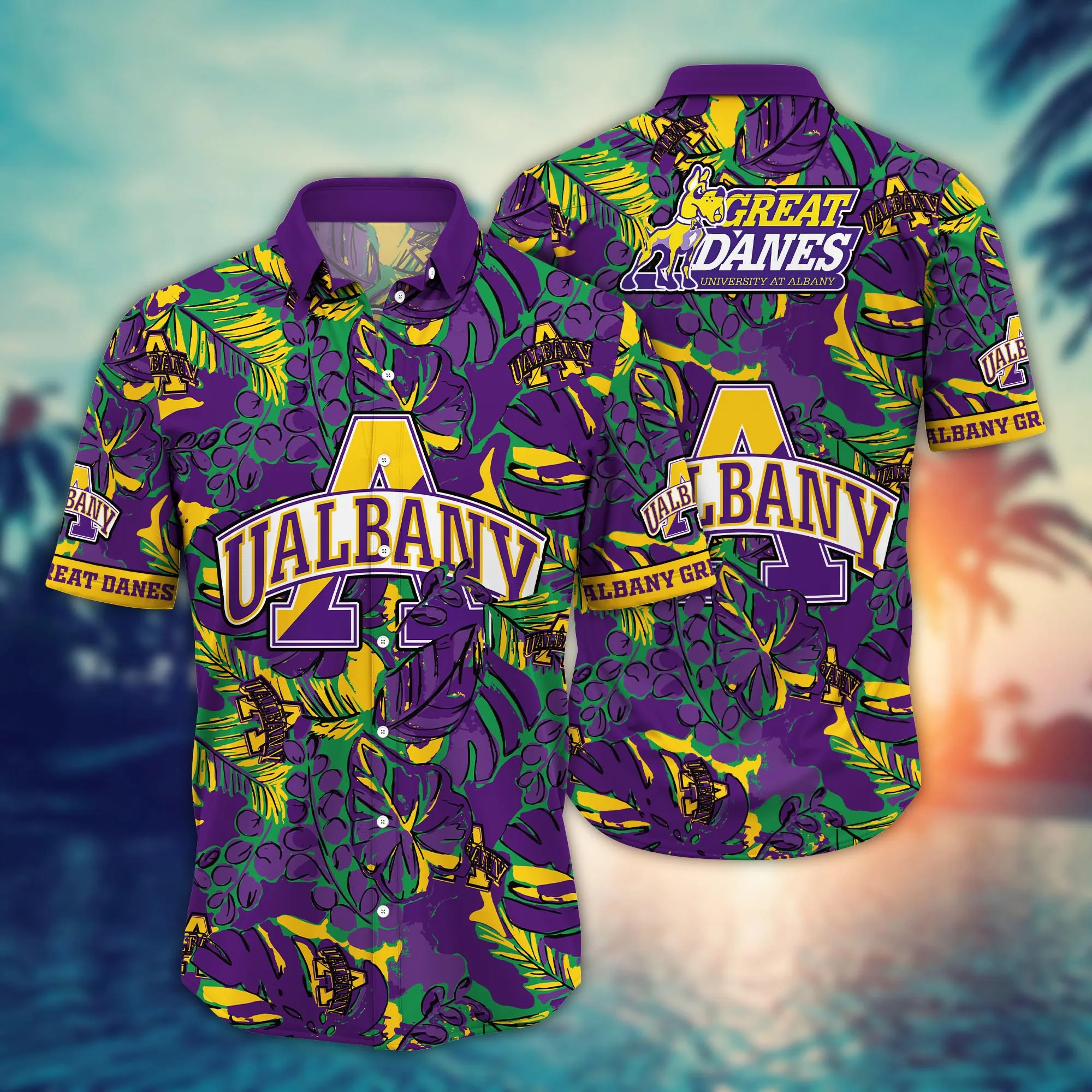 Albany Great Danes NCAA Hawaiian Shirt Vacation Spots Aloha Shirt