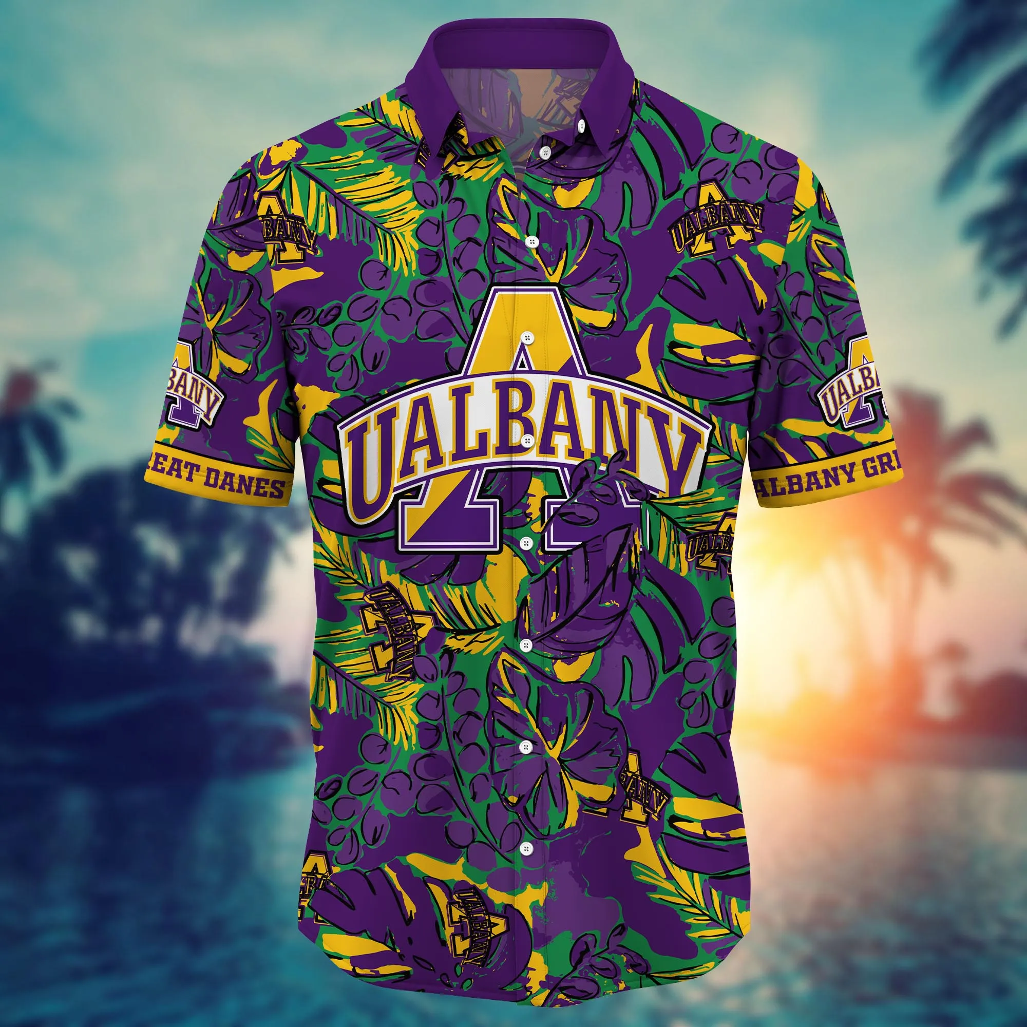 Albany Great Danes NCAA Hawaiian Shirt Vacation Spots Aloha Shirt