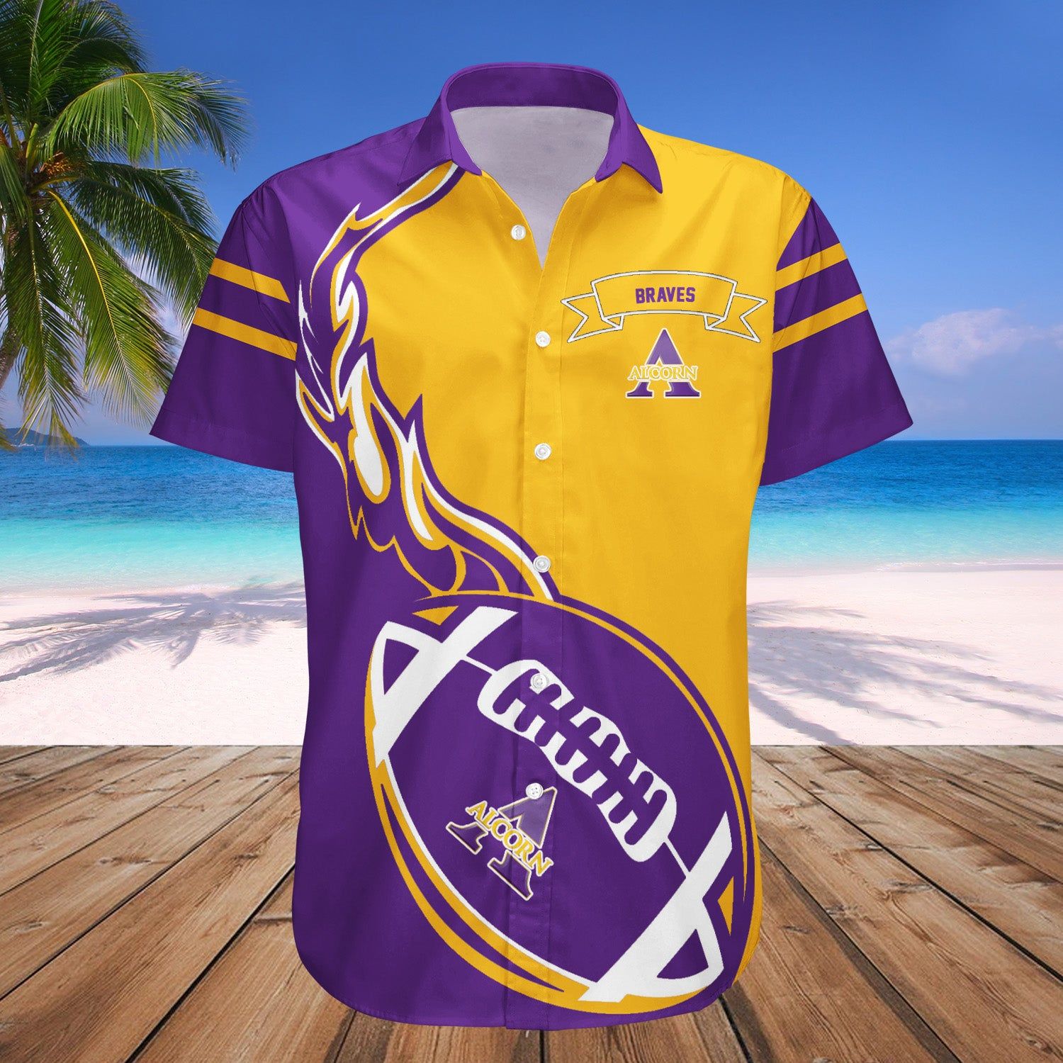 Alcorn State Braves Hawaii Shirt Flame Ball – NCAA