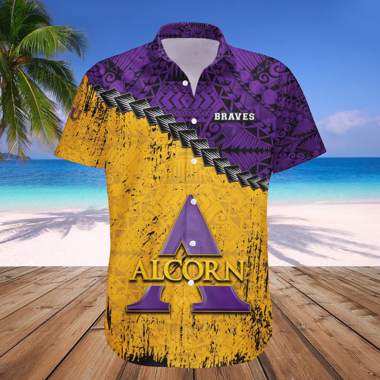 Alcorn State Braves Hawaii Shirt Grunge Polynesian Tattoo – NCAA