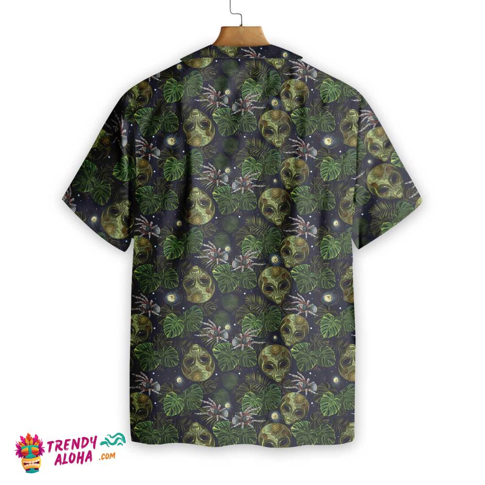 Alien And Spider In Night Tropical Forest Hawaiian Shirt