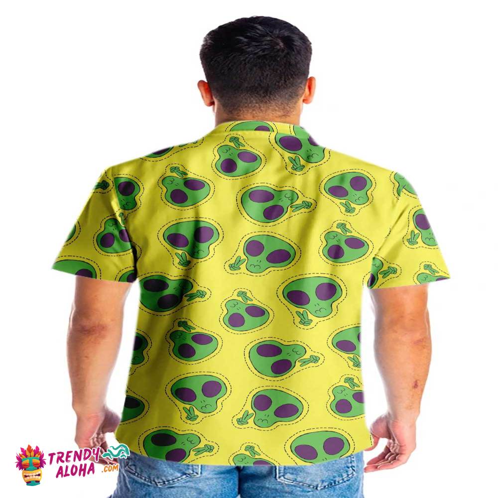 Alien Face Patch Hawaiian Shirt