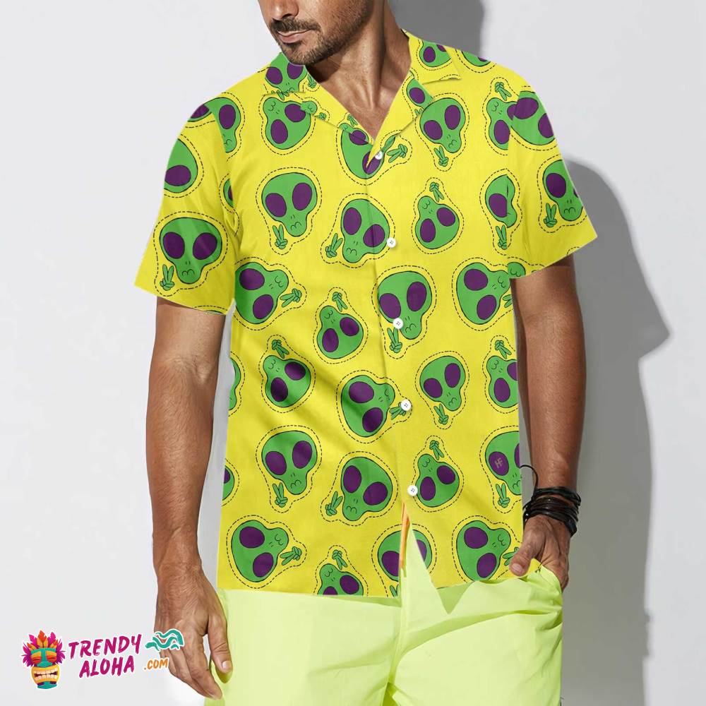 Alien Face Patch Hawaiian Shirt
