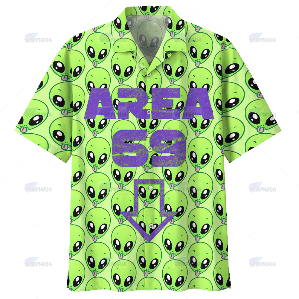 Alien Hawaiian Shirt Area 69 Cute Green Alien Pattern Hawaii Shirt Alien Aloha Shirt