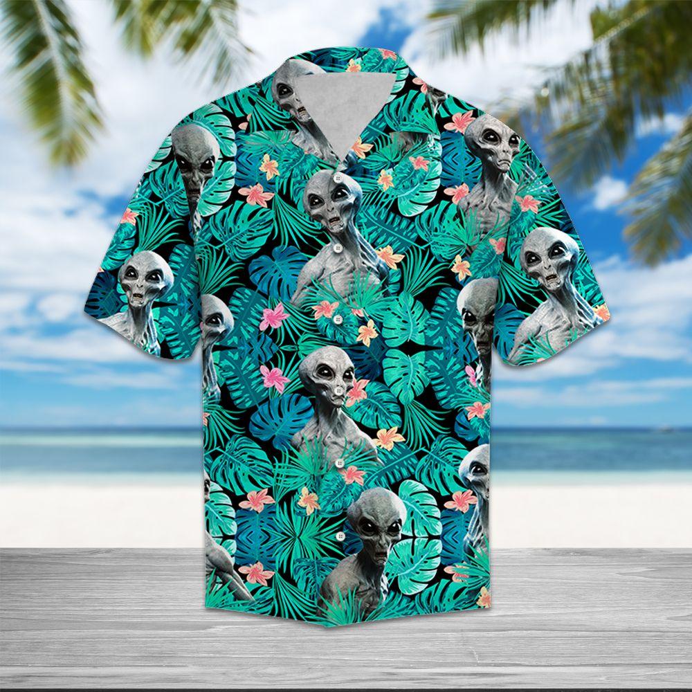 Alien Hawaiian Shirt Tropical Alien Hawaii Shirt Alien Aloha Shirt