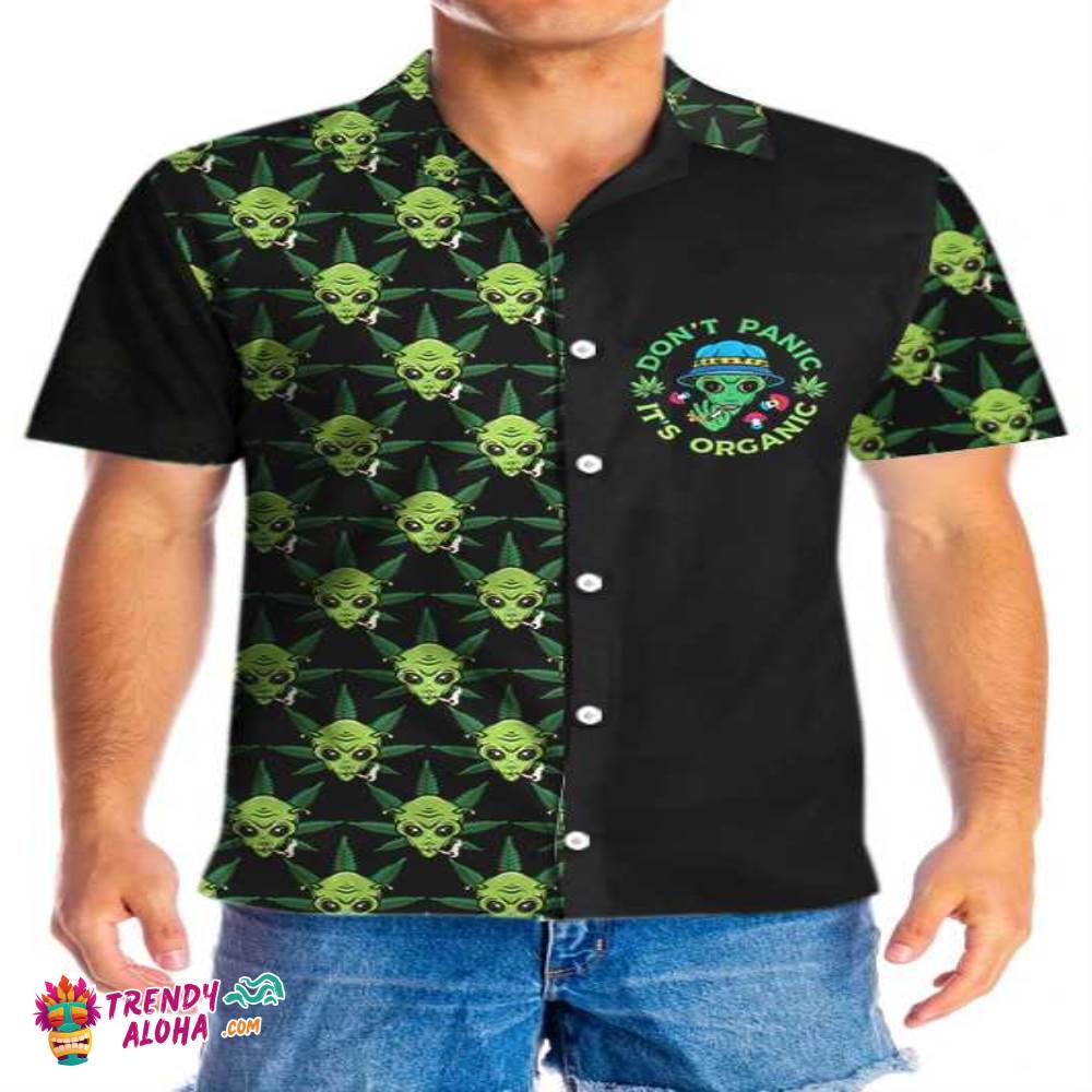 Alien Organic Marijuana Shirt For Men Hawaiian Shirt
