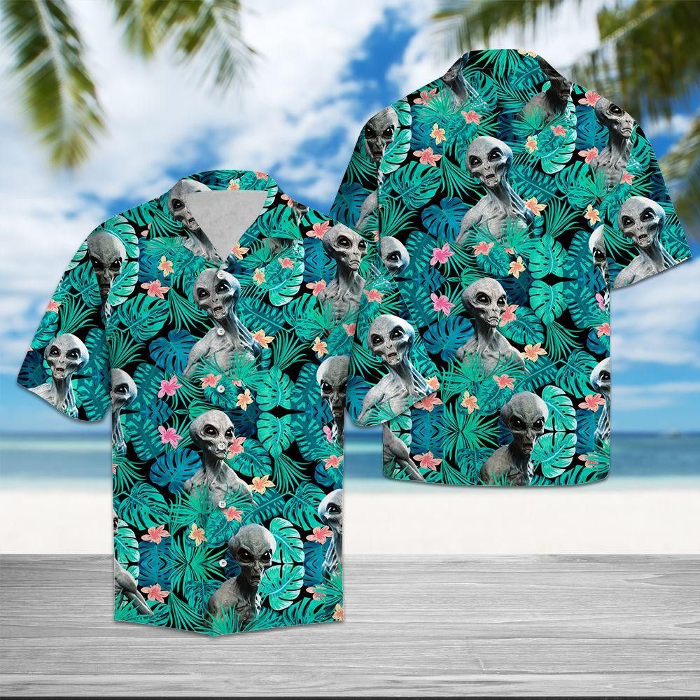 Alien Trendy Hawaiian Shirt Tropical Alien 3D Hawaii Aloha Shirt Adult Unisex Full Print
