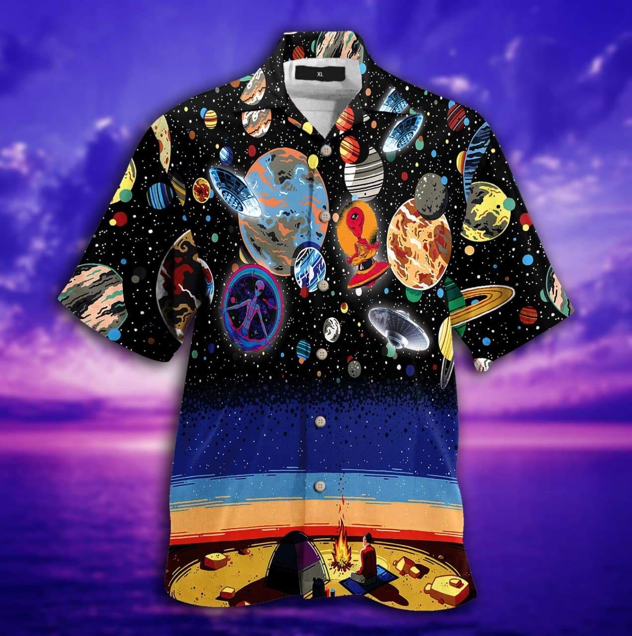 Alien Ufo Hawaii Shirt Camping With Ufo Galaxy Hawaiian Shirt Ufo Aloha Shirt