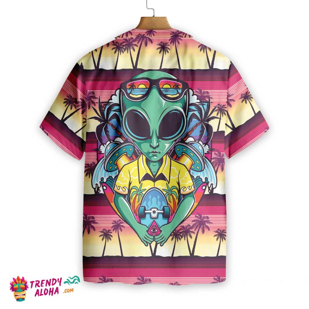 Alien With Skate Shirt For Men Hawaiian Shirt