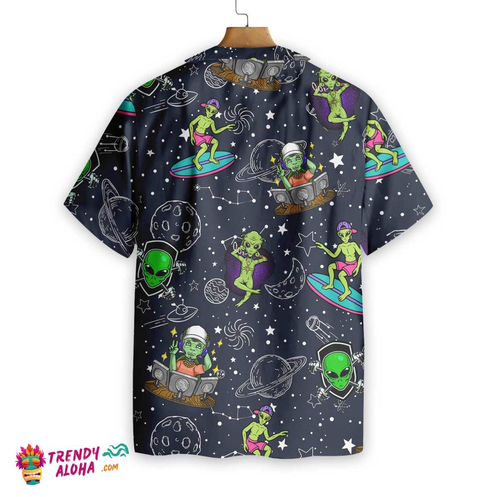 Aliens Night Sky Hawaiian Shirt