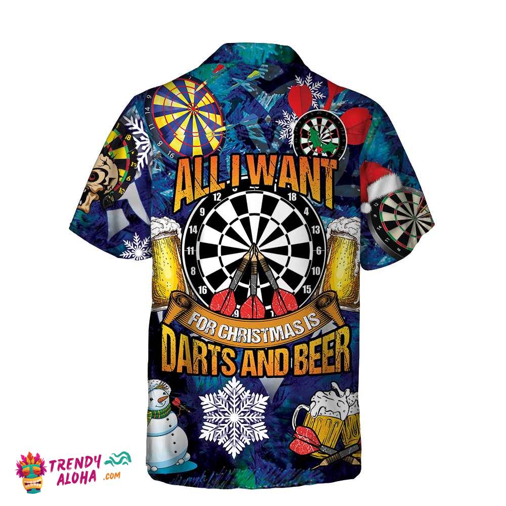 All I Want For Christmas Is Darts And Beer Hawaiian Shirt, Funny Christmas Shirt For Men, Best Xmas Gift Idea