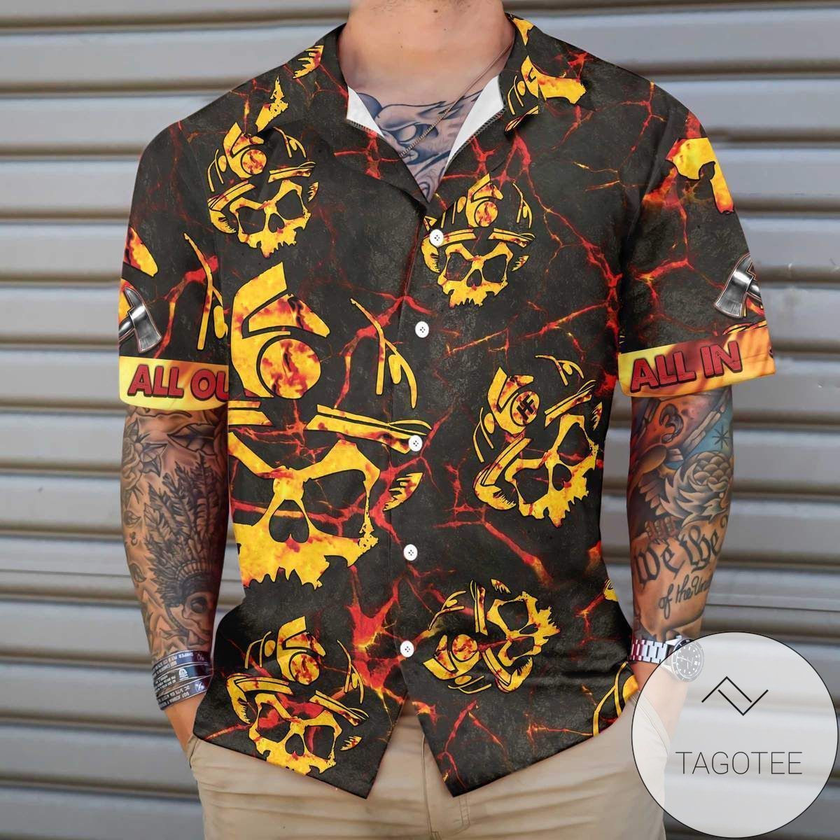 All In All Out Firefighter Design Hawaiian Shirt Elegance Tropical Style