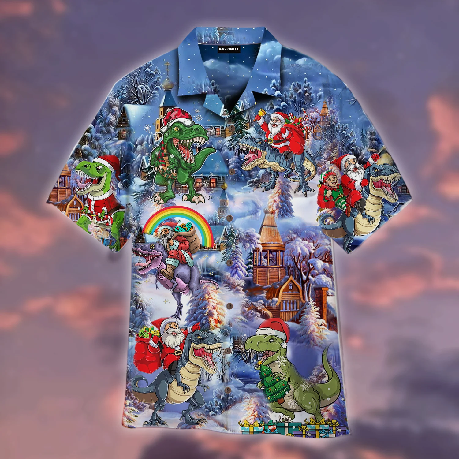 All Santa Want For Christmas Is T Rex Trendy Hawaiian Shirt For