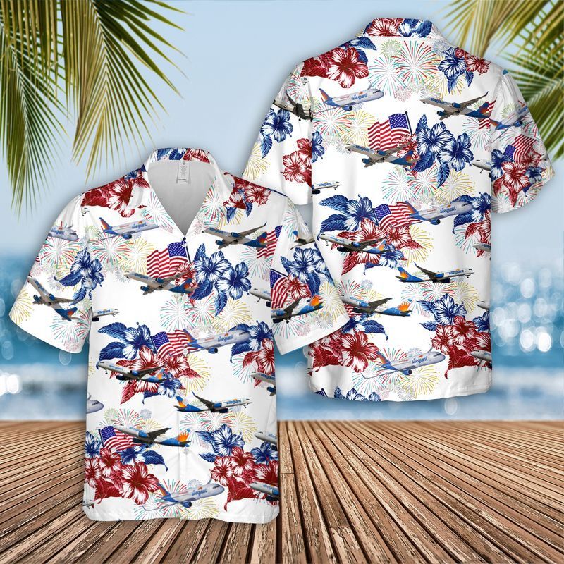 Allegiant Air Boeing 757-204 4Th Of July Independence Day Trendy Hawaiian Shirt, Patriotic Trendy Hawaiian Shirt For Men